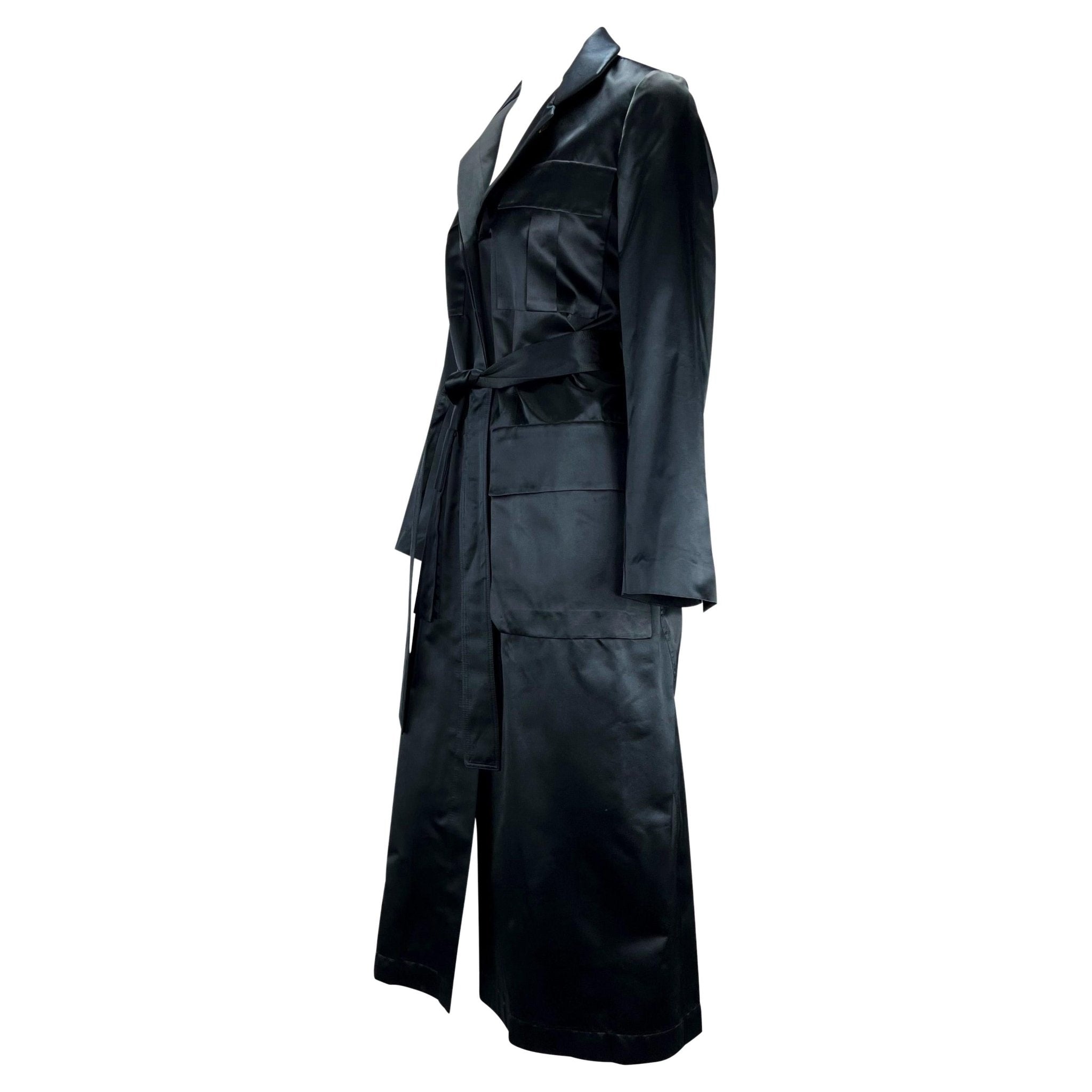 S/S 2001 Gucci by Tom Ford Navy Satin Trench Coat - RealList