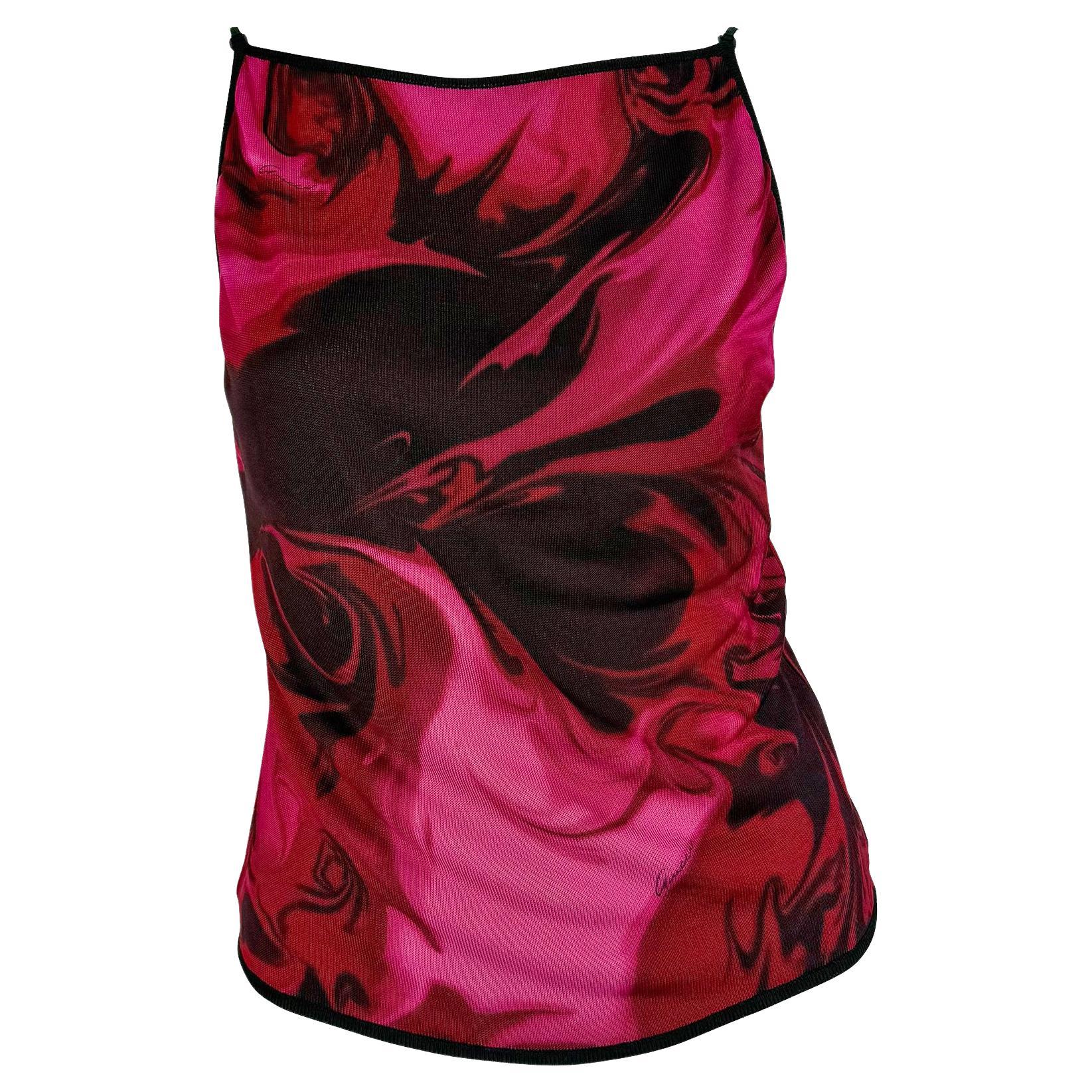 S/S 2001 Gucci by Tom Ford Print Liquid Logo Print Backless Tank Top - RealList