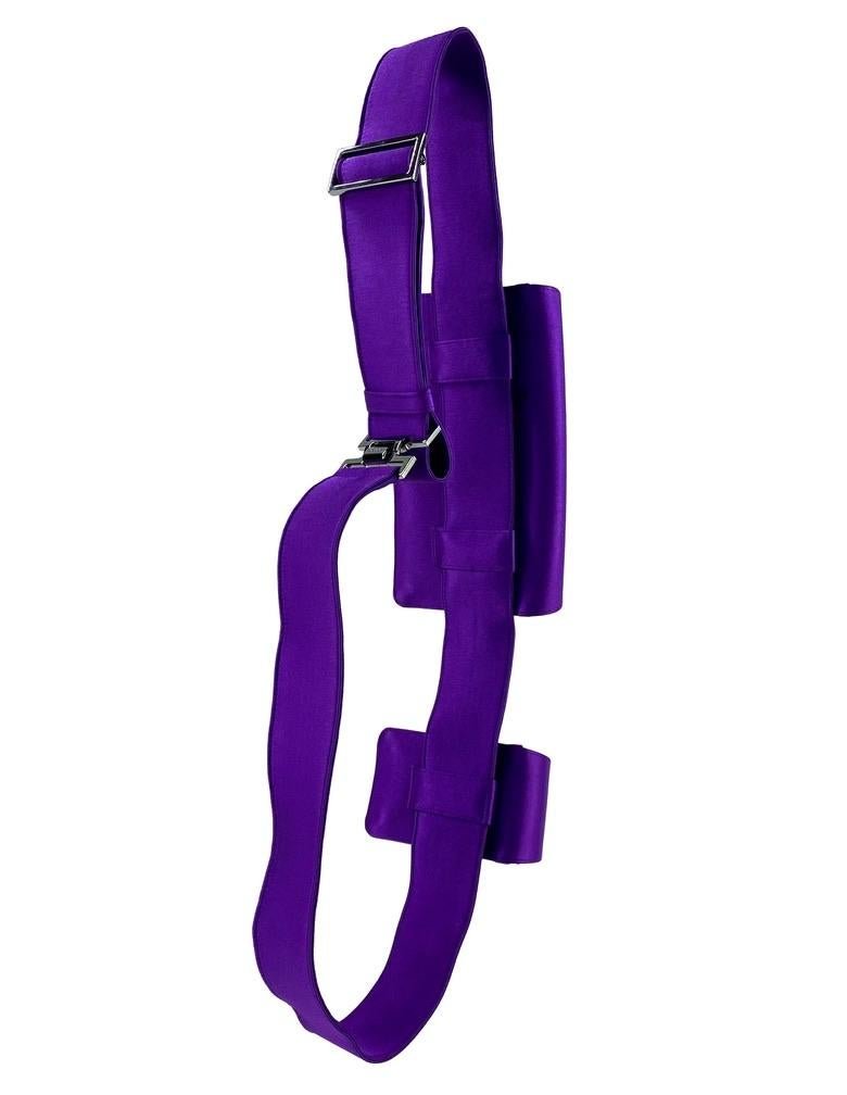 S/S 2001 Gucci by Tom Ford Purple Silk Satin Waist & Shoulder Bag Runway - RealList