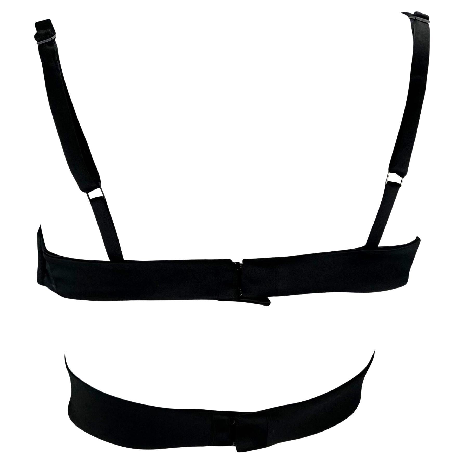 S/S 2001 Gucci by Tom Ford Runway Black Satin Crossover Bralette Top - RealList