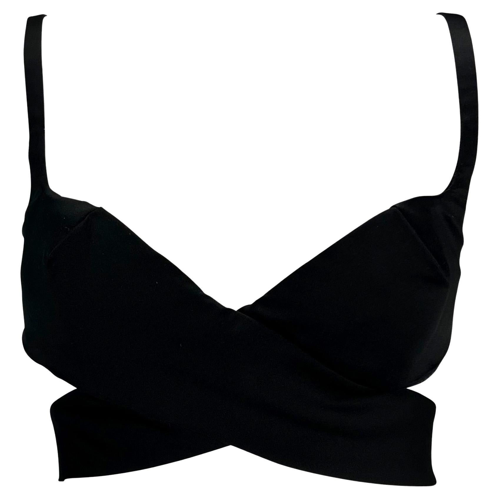 S/S 2001 Gucci by Tom Ford Runway Black Satin Crossover Bralette Top - RealList
