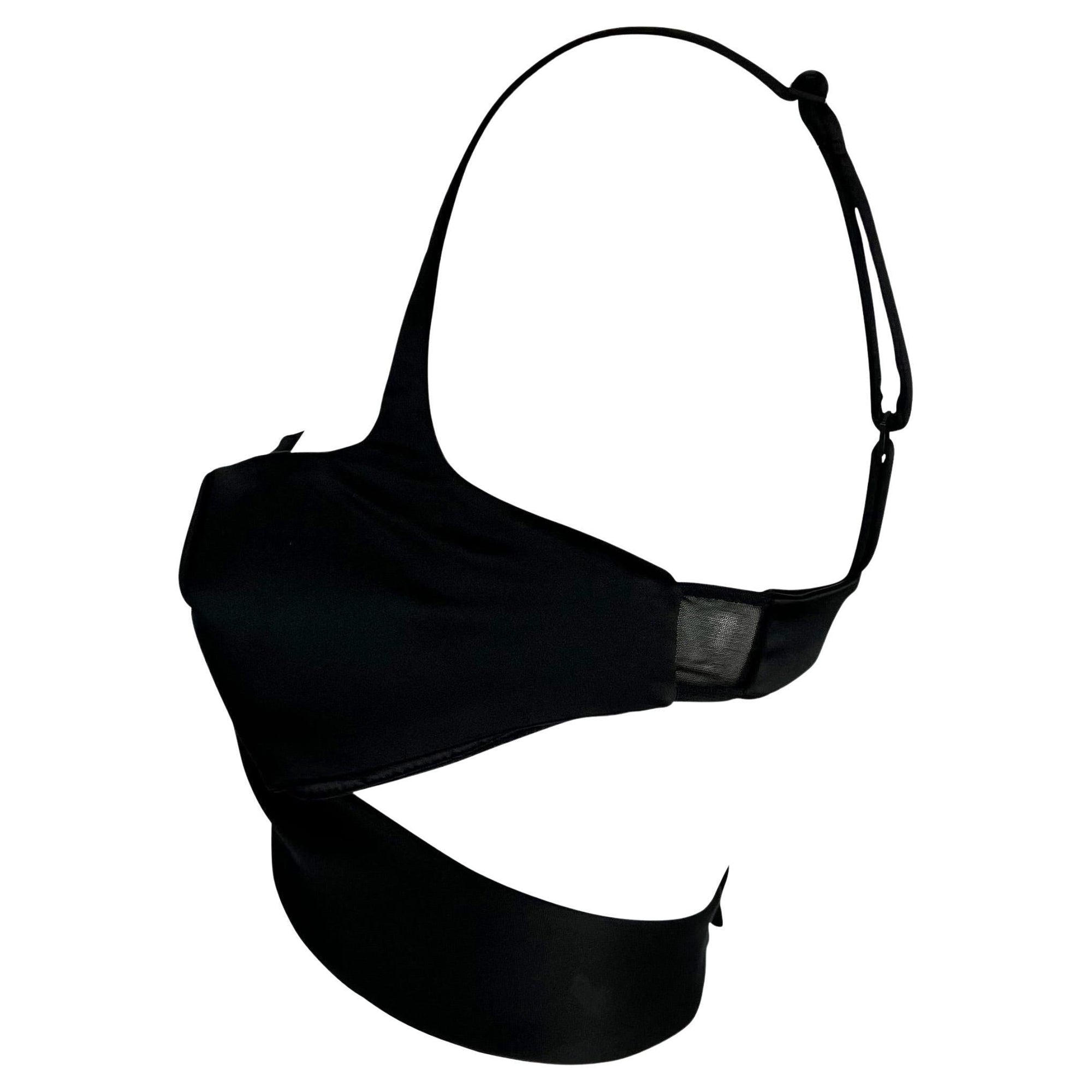 S/S 2001 Gucci by Tom Ford Runway Black Satin Crossover Bralette Top - RealList