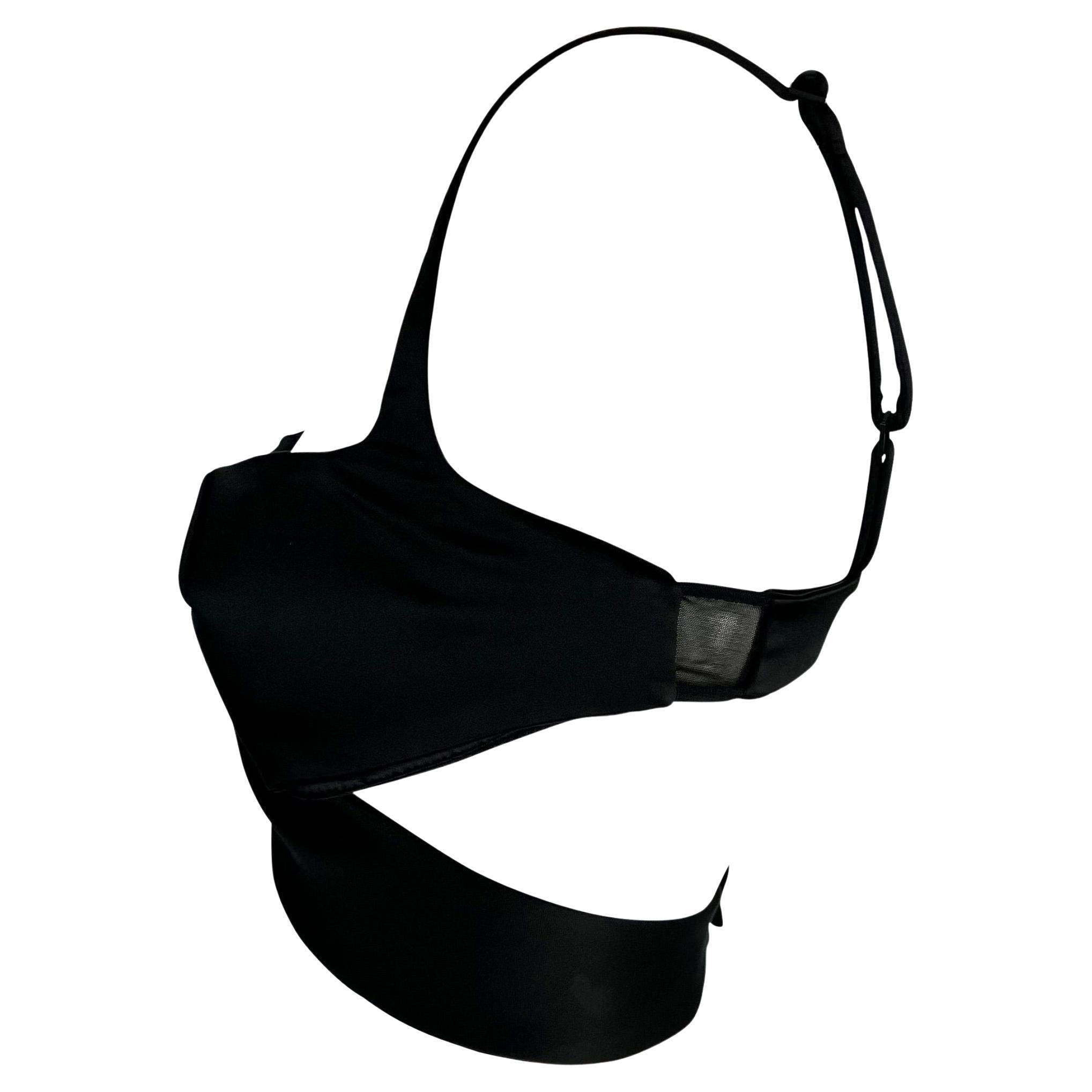 S/S 2001 Gucci by Tom Ford Runway Black Satin Crossover Bralette Top - RealList