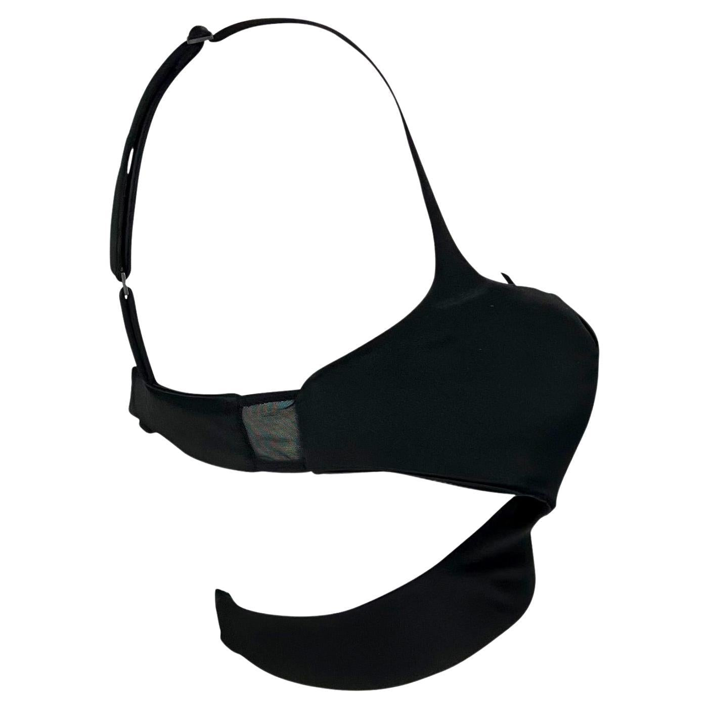 S/S 2001 Gucci by Tom Ford Runway Black Satin Crossover Bralette Top - RealList