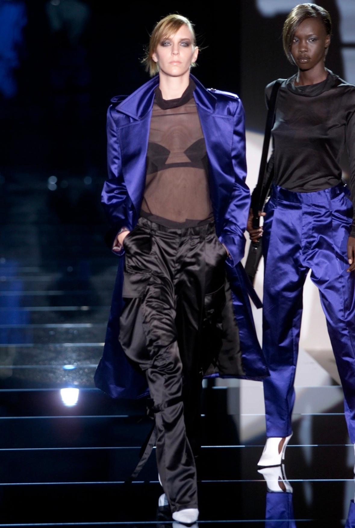 S/S 2001 Gucci by Tom Ford Runway Black Satin Oversized Cargo Wide Leg Pants - RealList