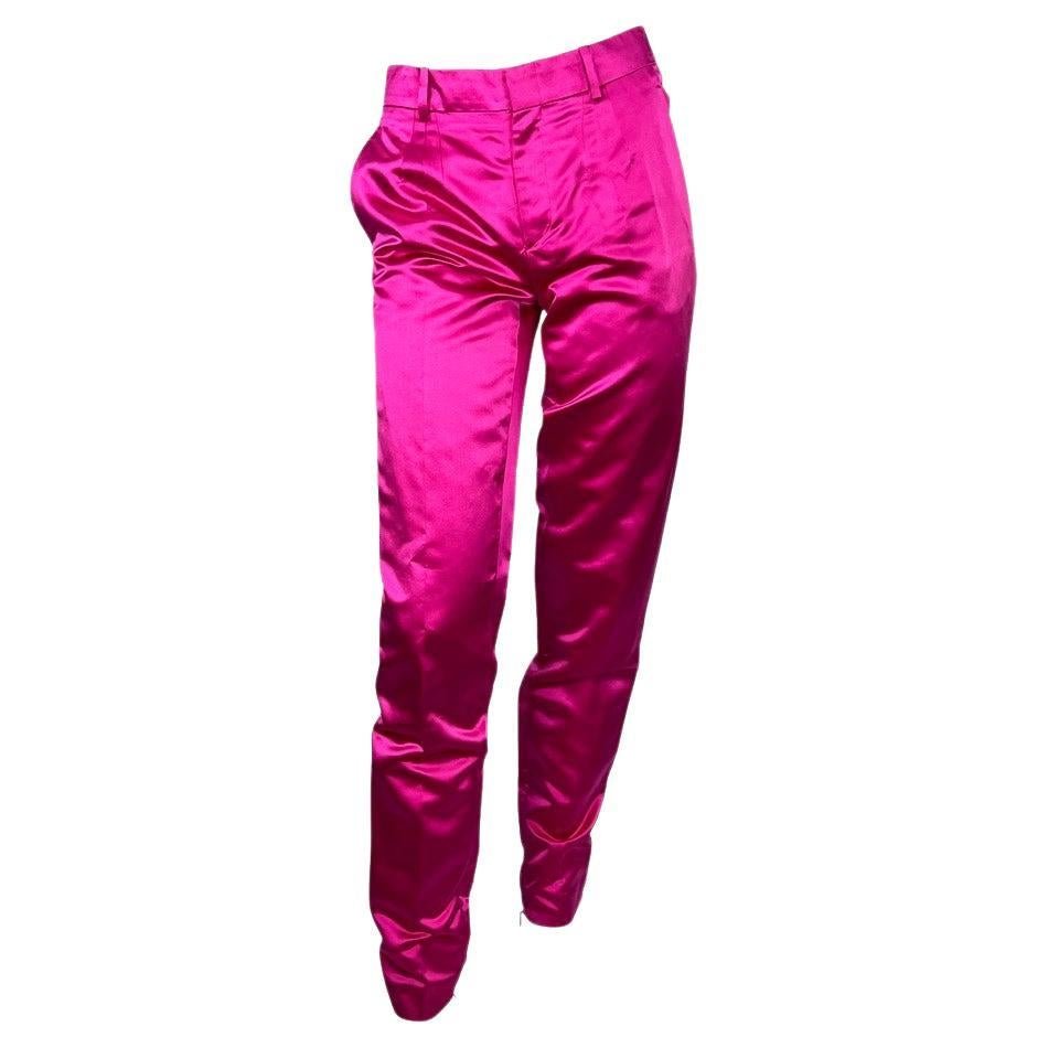 S/S 2001 Gucci by Tom Ford Runway Hot Pink Silk Pants - RealList
