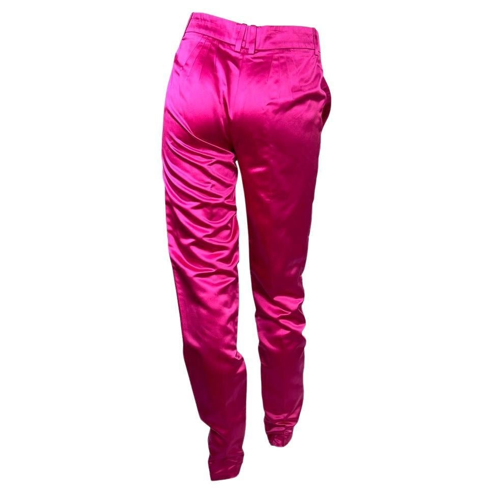 S/S 2001 Gucci by Tom Ford Runway Hot Pink Silk Pants - RealList