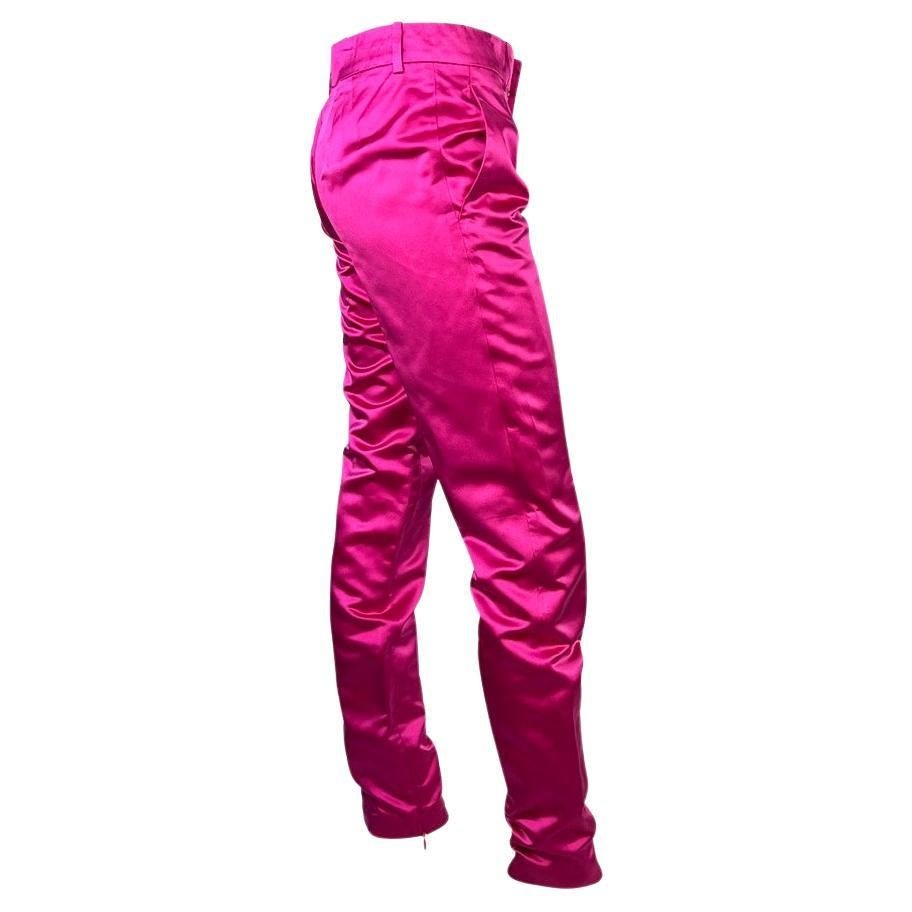 S/S 2001 Gucci by Tom Ford Runway Hot Pink Silk Pants - RealList