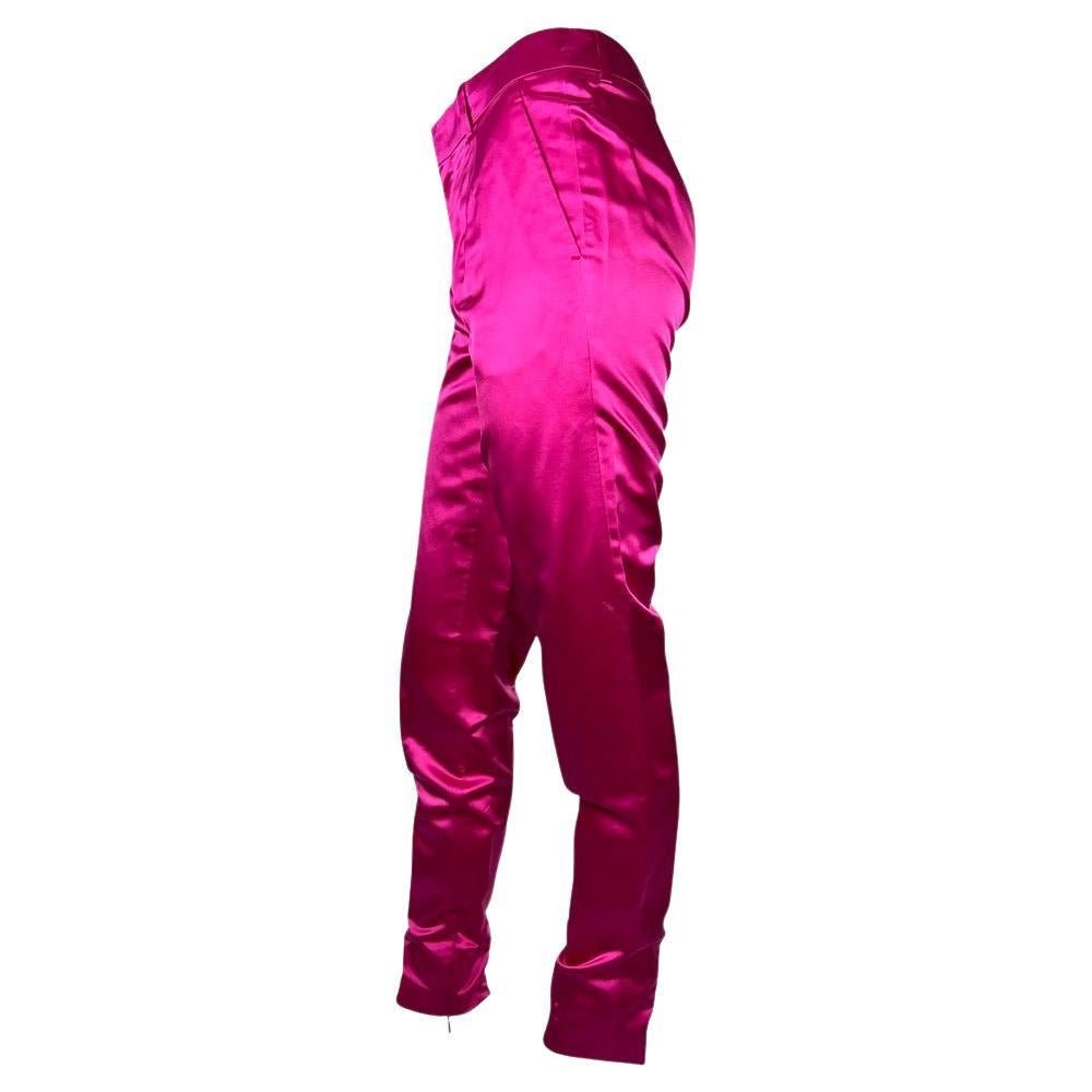 S/S 2001 Gucci by Tom Ford Runway Hot Pink Silk Pants - RealList