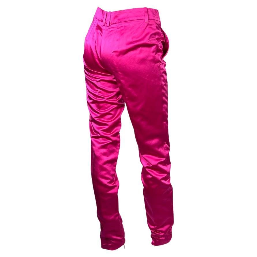 S/S 2001 Gucci by Tom Ford Runway Hot Pink Silk Pants - RealList