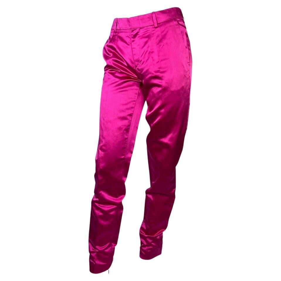 S/S 2001 Gucci by Tom Ford Runway Hot Pink Silk Pants - RealList