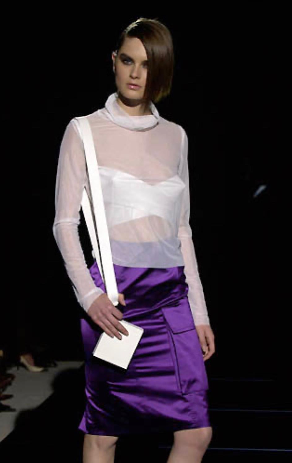 S/S 2001 Gucci by Tom Ford Runway Purple Satin Cargo Pocket Pencil Skirt - RealList