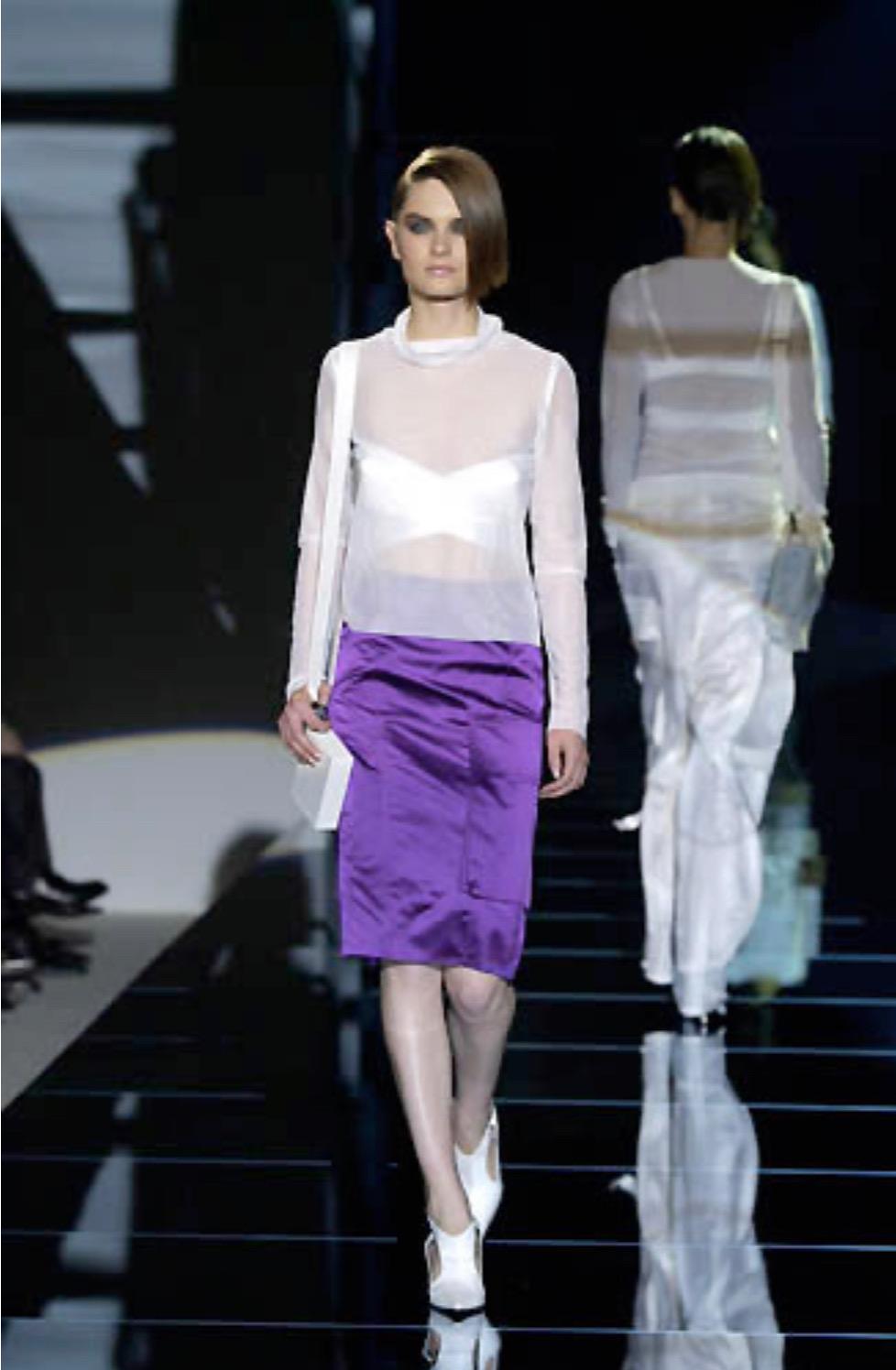 S/S 2001 Gucci by Tom Ford Runway Purple Satin Cargo Pocket Pencil Skirt - RealList