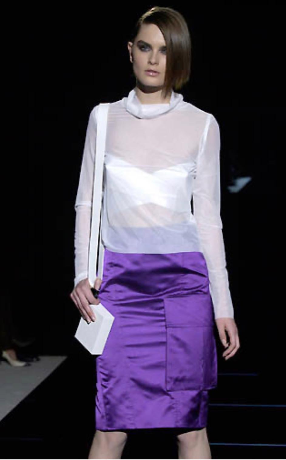 S/S 2001 Gucci by Tom Ford Runway Purple Satin Cargo Pocket Pencil Skirt - RealList