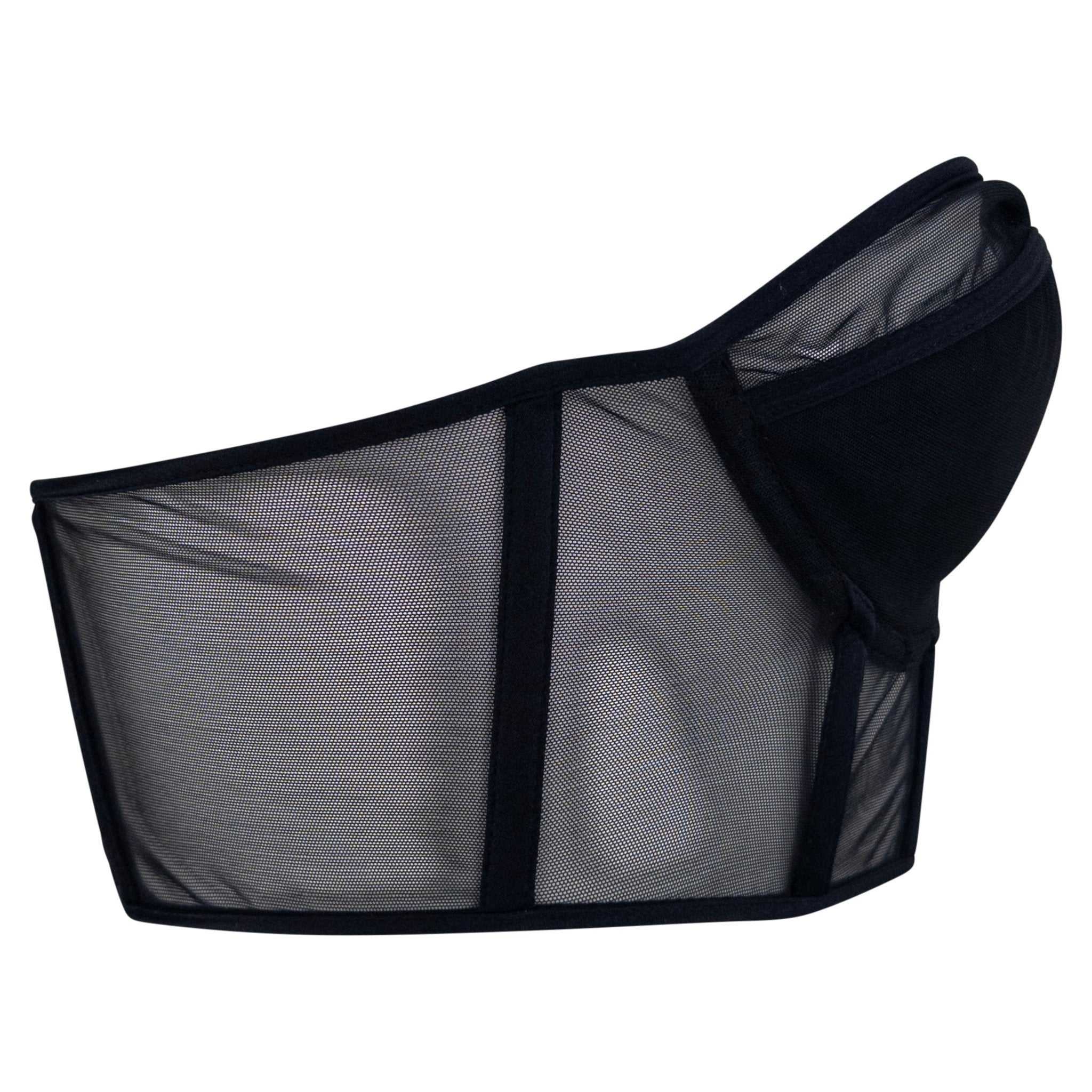 S/S 2001 Gucci by Tom Ford Sheer Black Mesh Strapless Bustier Crop Top - RealList