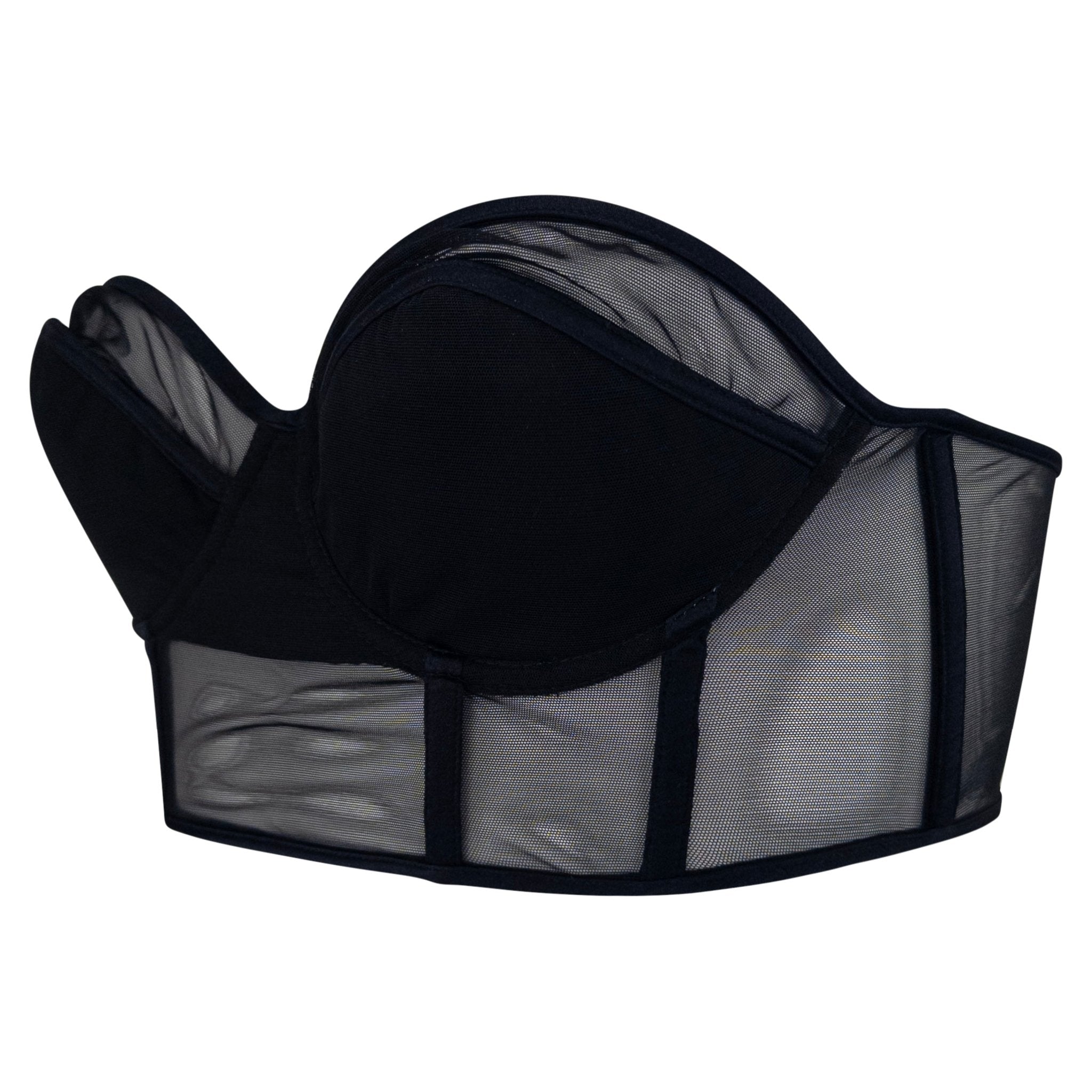 S/S 2001 Gucci by Tom Ford Sheer Black Mesh Strapless Bustier Crop Top - RealList