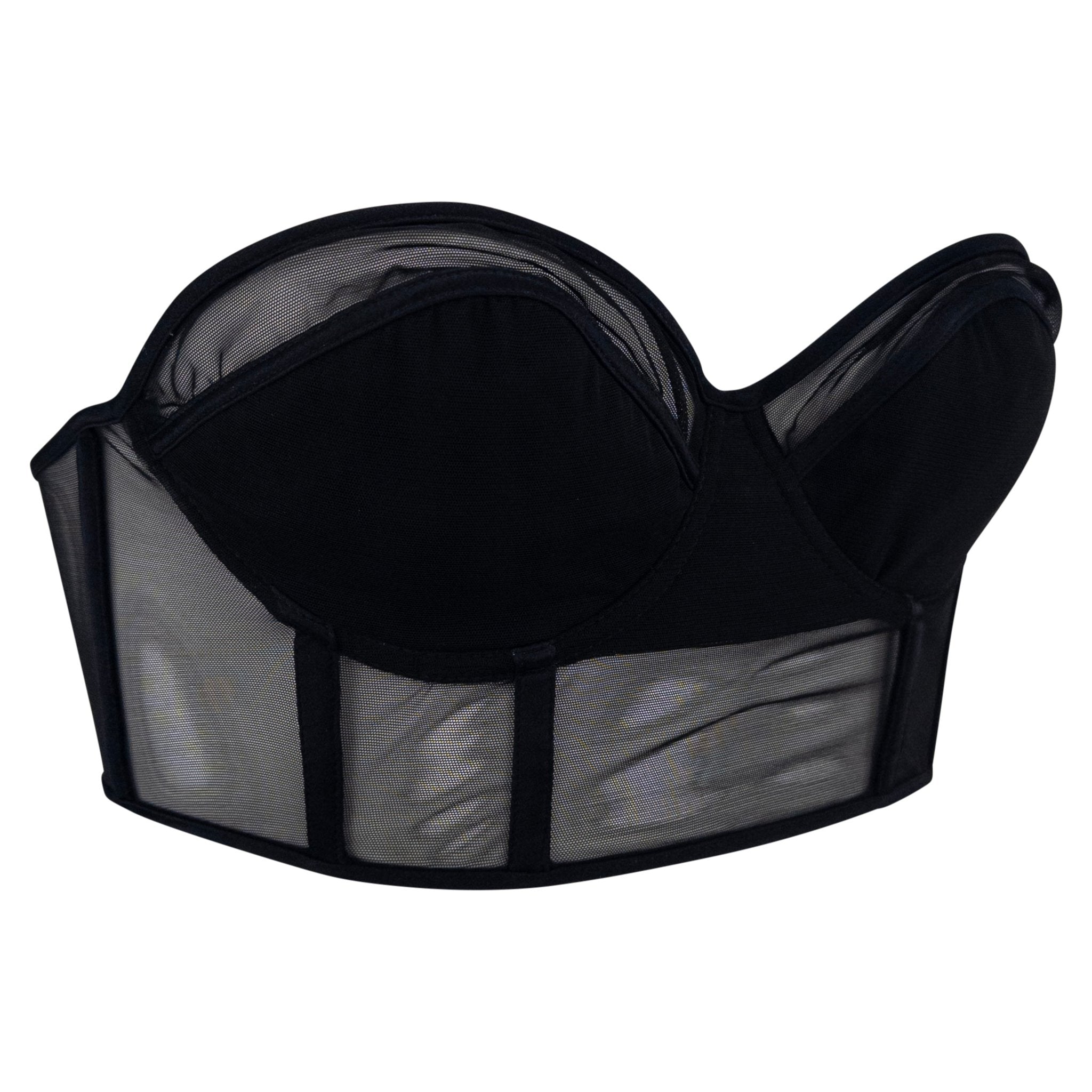 S/S 2001 Gucci by Tom Ford Sheer Black Mesh Strapless Bustier Crop Top - RealList