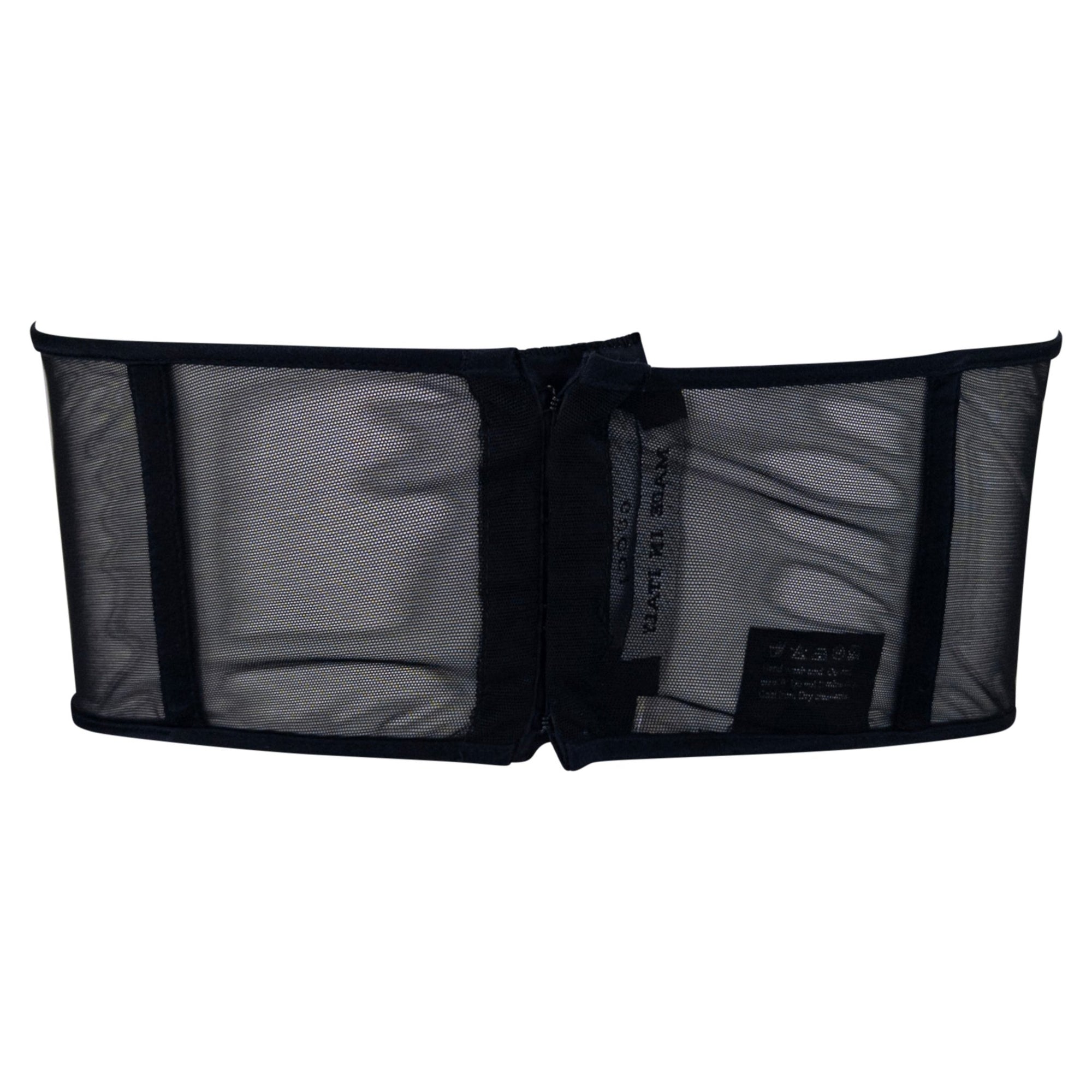 S/S 2001 Gucci by Tom Ford Sheer Black Mesh Strapless Bustier Crop Top - RealList