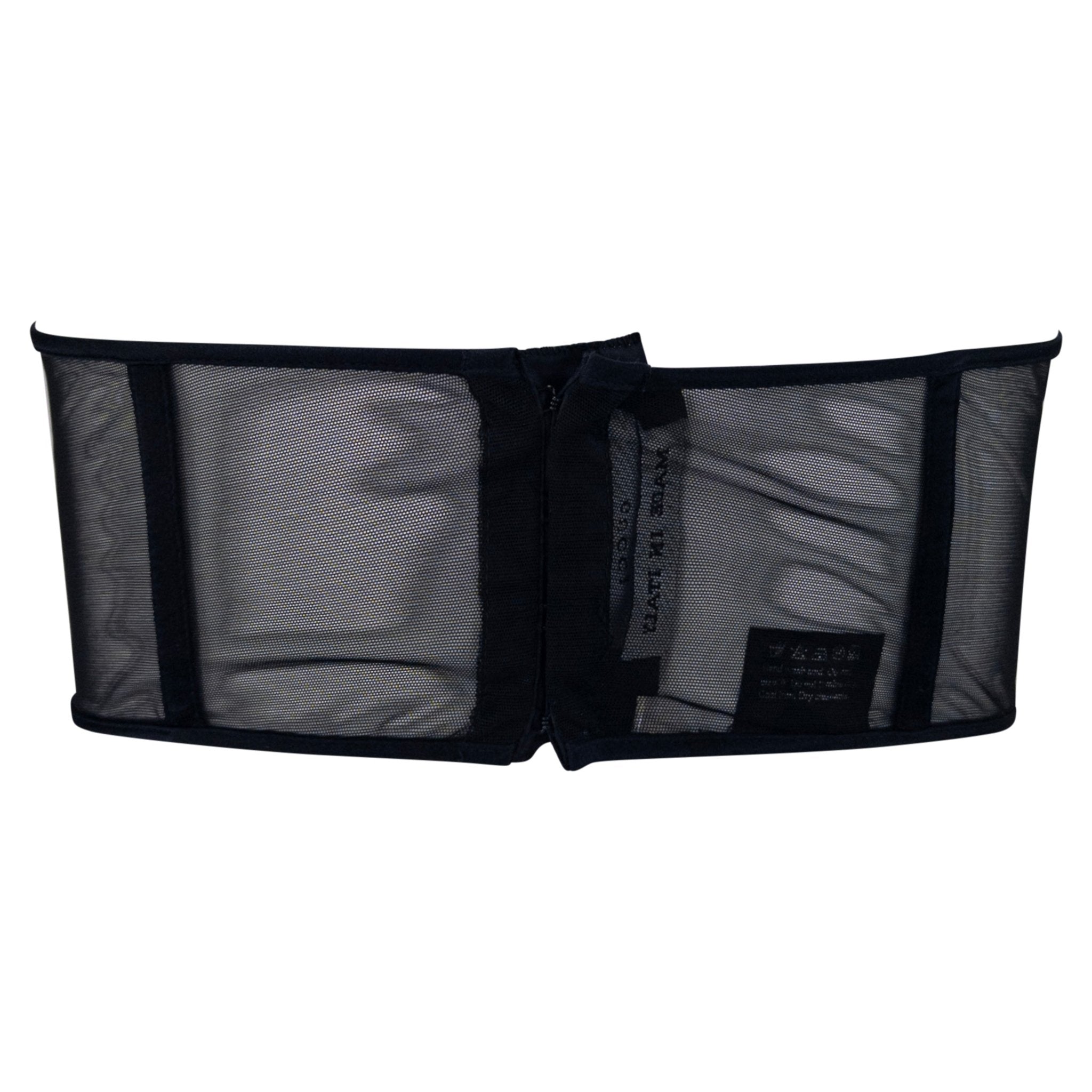 S/S 2001 Gucci by Tom Ford Sheer Black Mesh Strapless Bustier Crop Top - RealList
