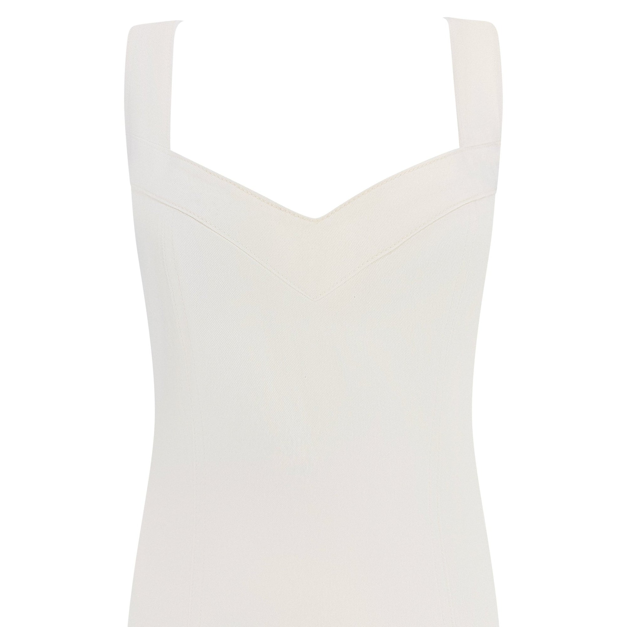 S/S 2001 John Galliano Off - White Stretch Denim High Slit Cocktail Dress - RealList