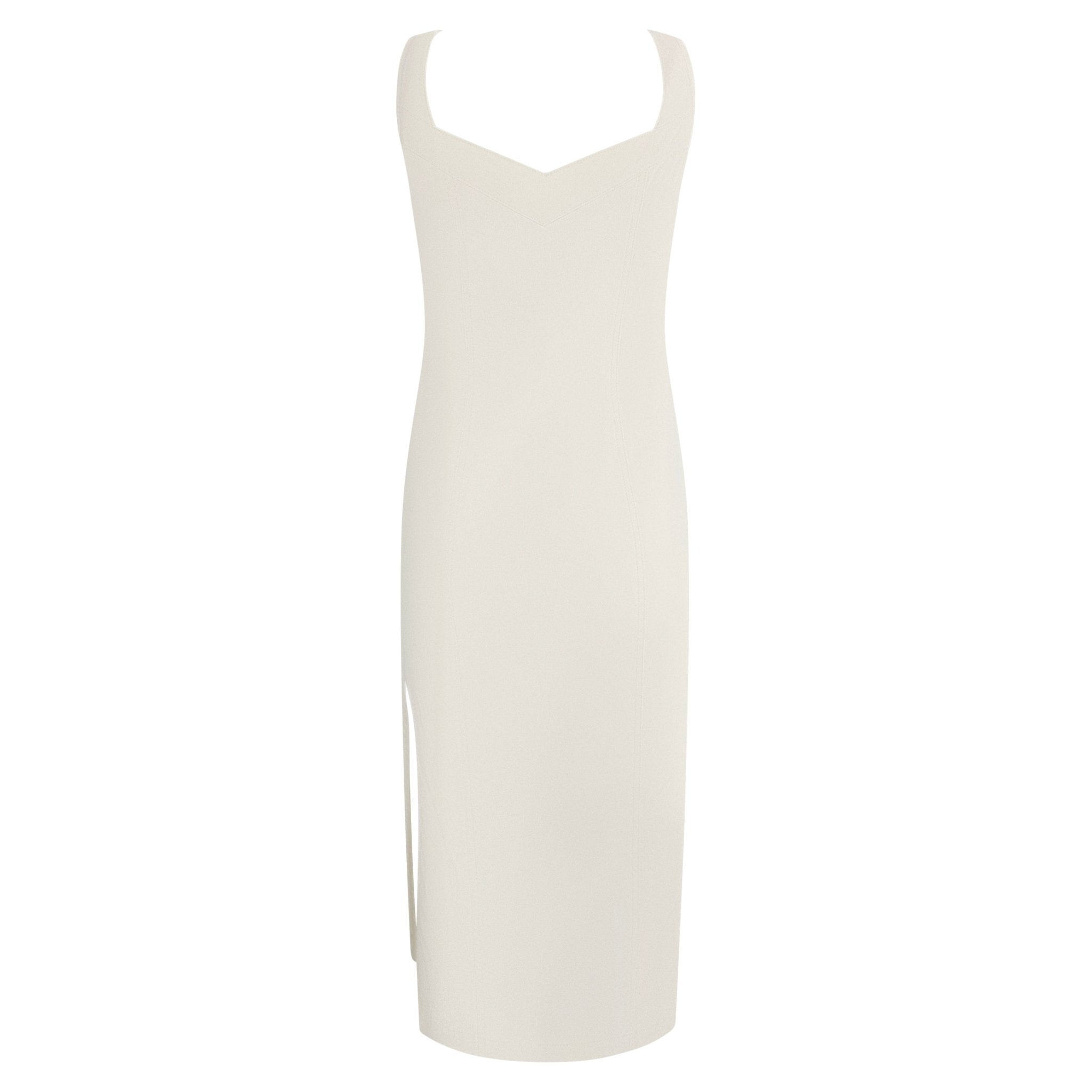 S/S 2001 John Galliano Off - White Stretch Denim High Slit Cocktail Dress - RealList