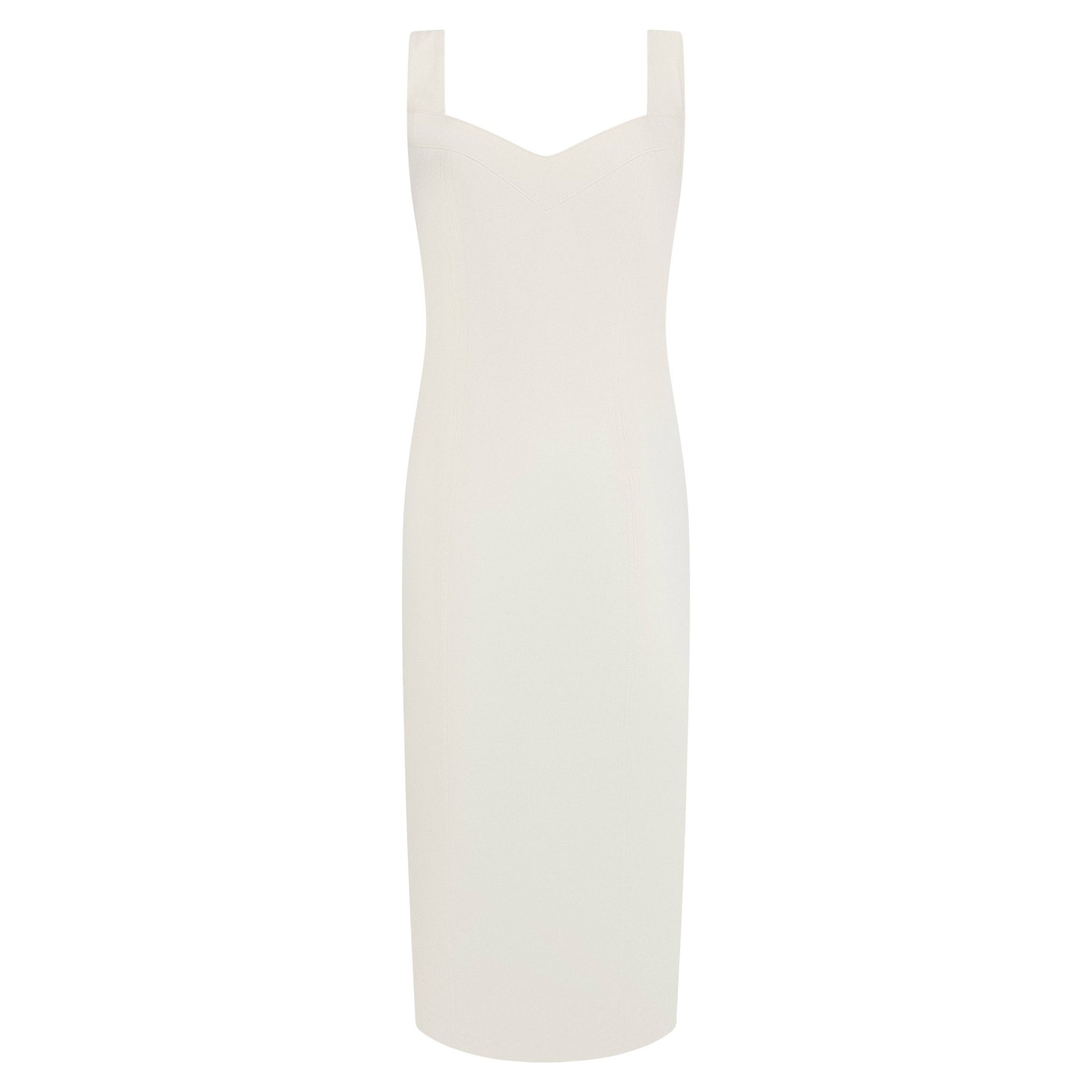 S/S 2001 John Galliano Off - White Stretch Denim High Slit Cocktail Dress - RealList