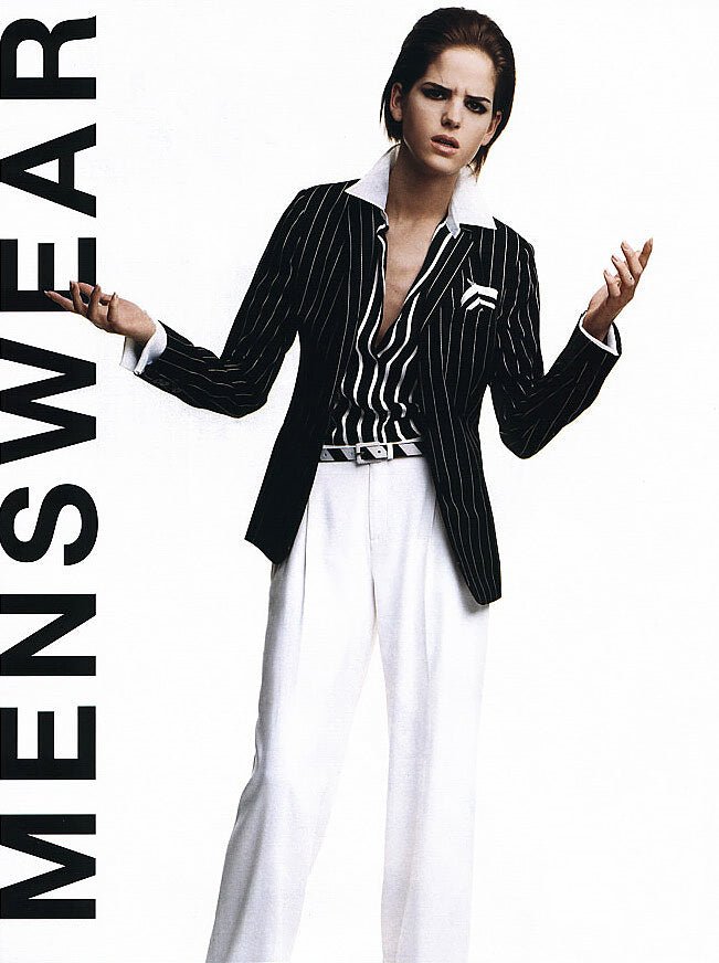 S/S 2001 Ralph Lauren Runway Black Pinstripe Pleated Mini Skirt Suit - RealList