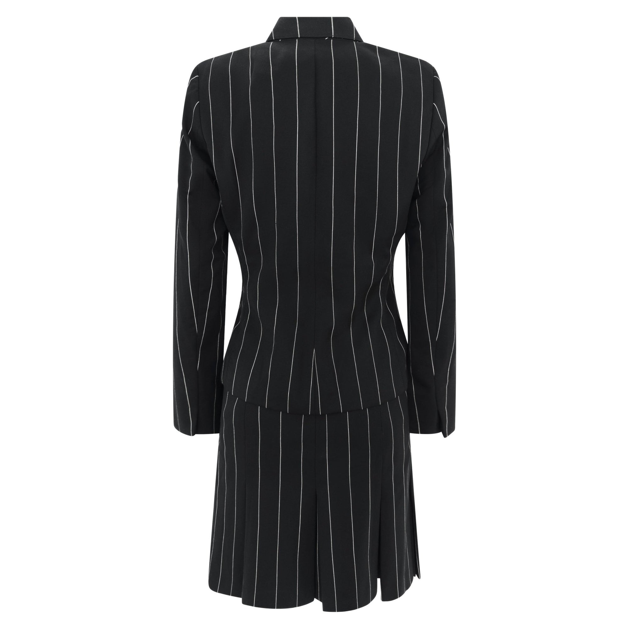 S/S 2001 Ralph Lauren Runway Black Pinstripe Pleated Mini Skirt Suit - RealList