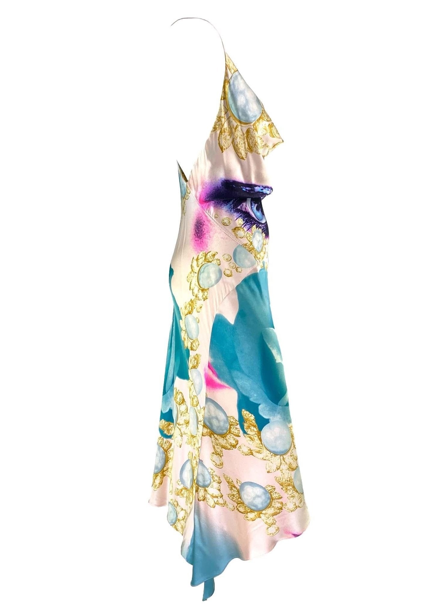 S/S 2001 Roberto Cavalli Liz Taylor Print Silk Dress - RealList