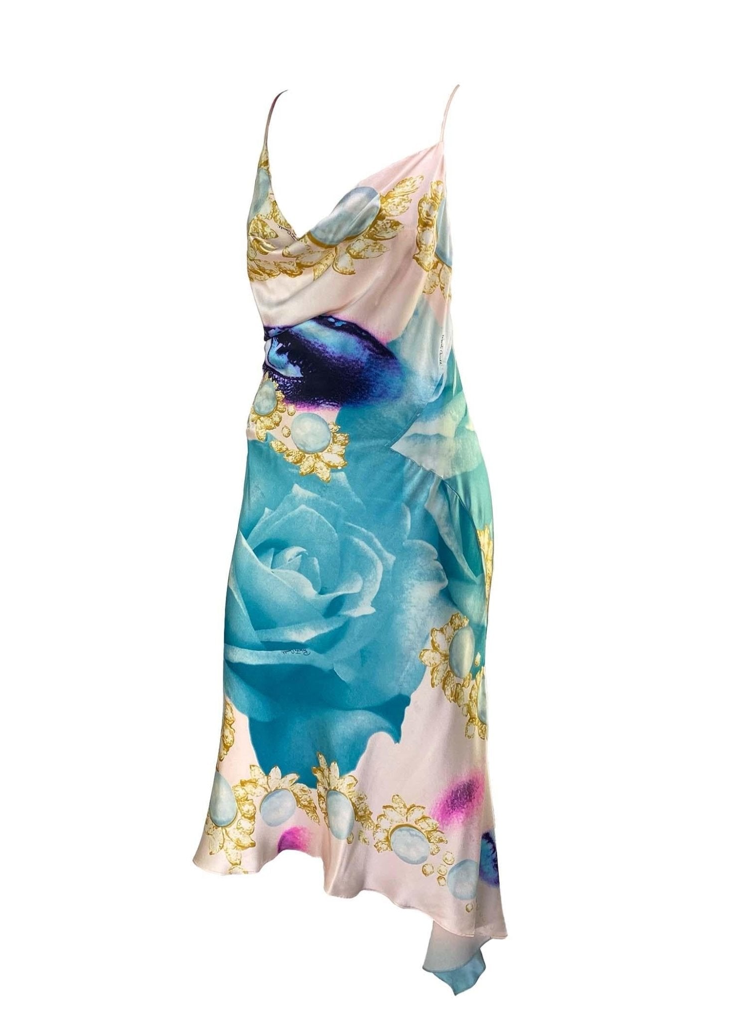 S/S 2001 Roberto Cavalli Liz Taylor Print Silk Dress - RealList