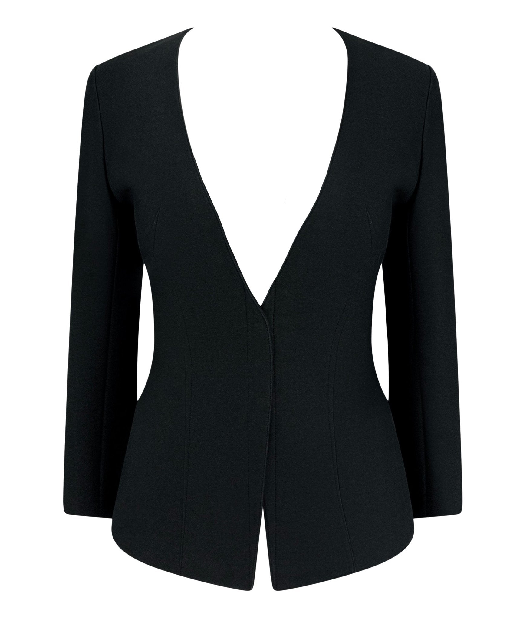 S/S 2001 Thierry Mugler Black Convertible Bustier Snap Blazer Jacket - RealList