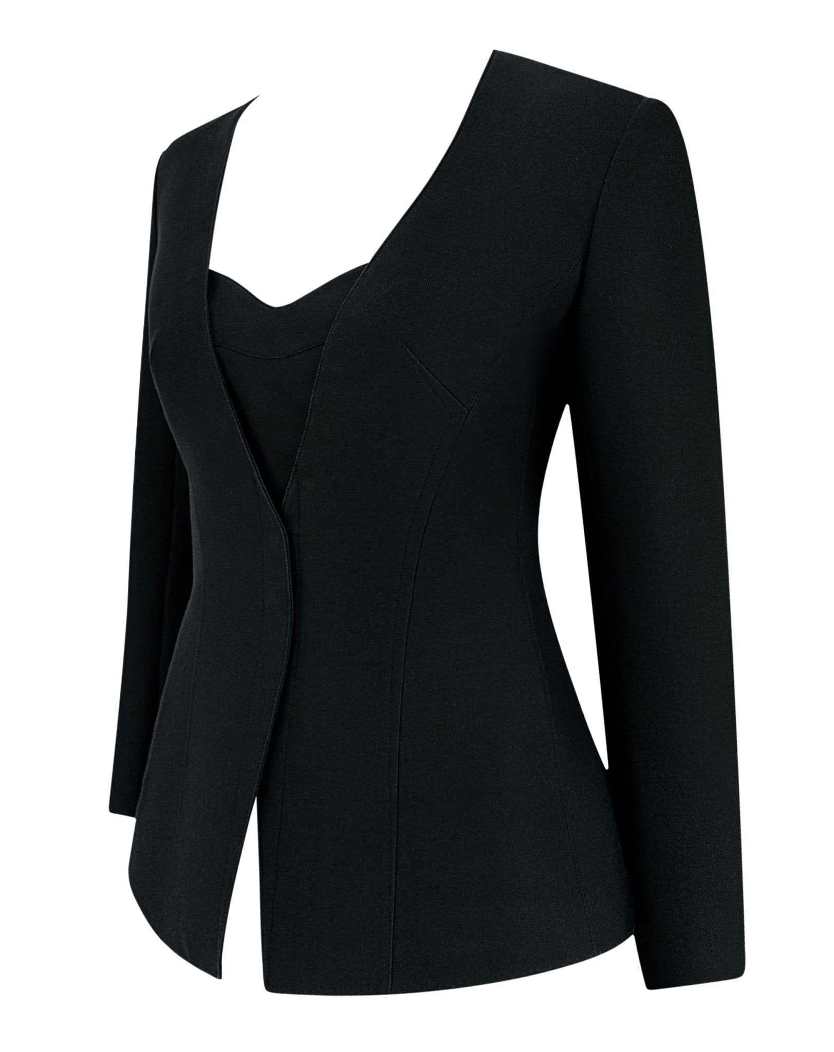 S/S 2001 Thierry Mugler Black Convertible Bustier Snap Blazer Jacket - RealList