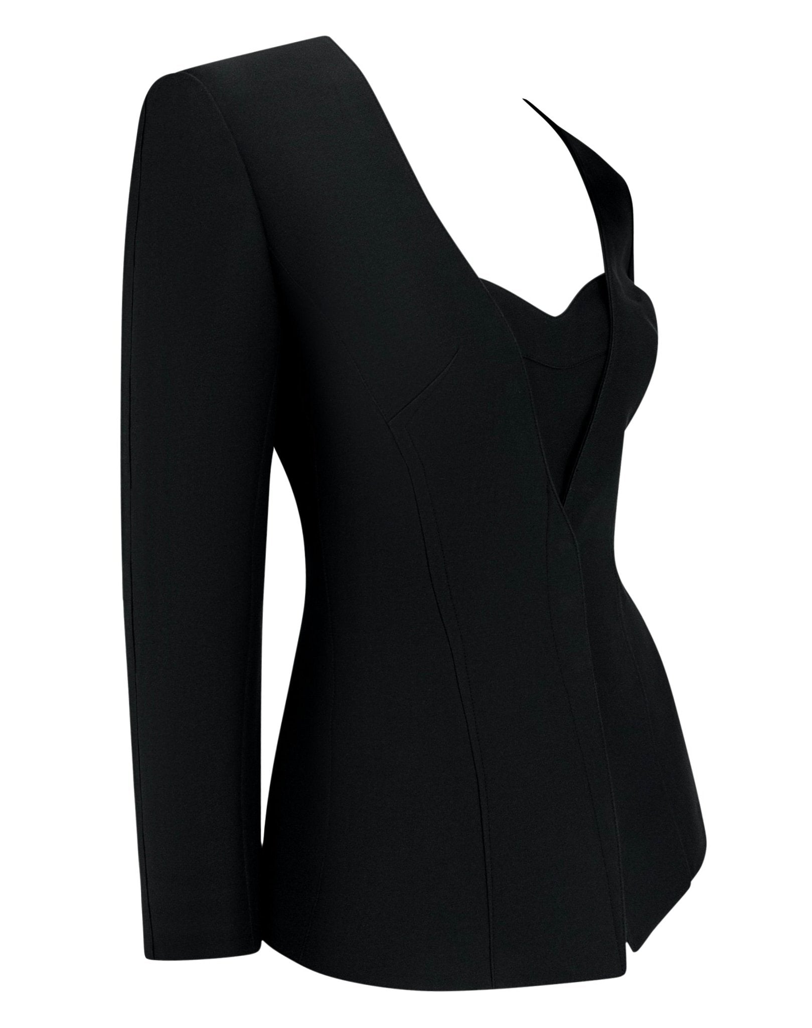 S/S 2001 Thierry Mugler Black Convertible Bustier Snap Blazer Jacket - RealList