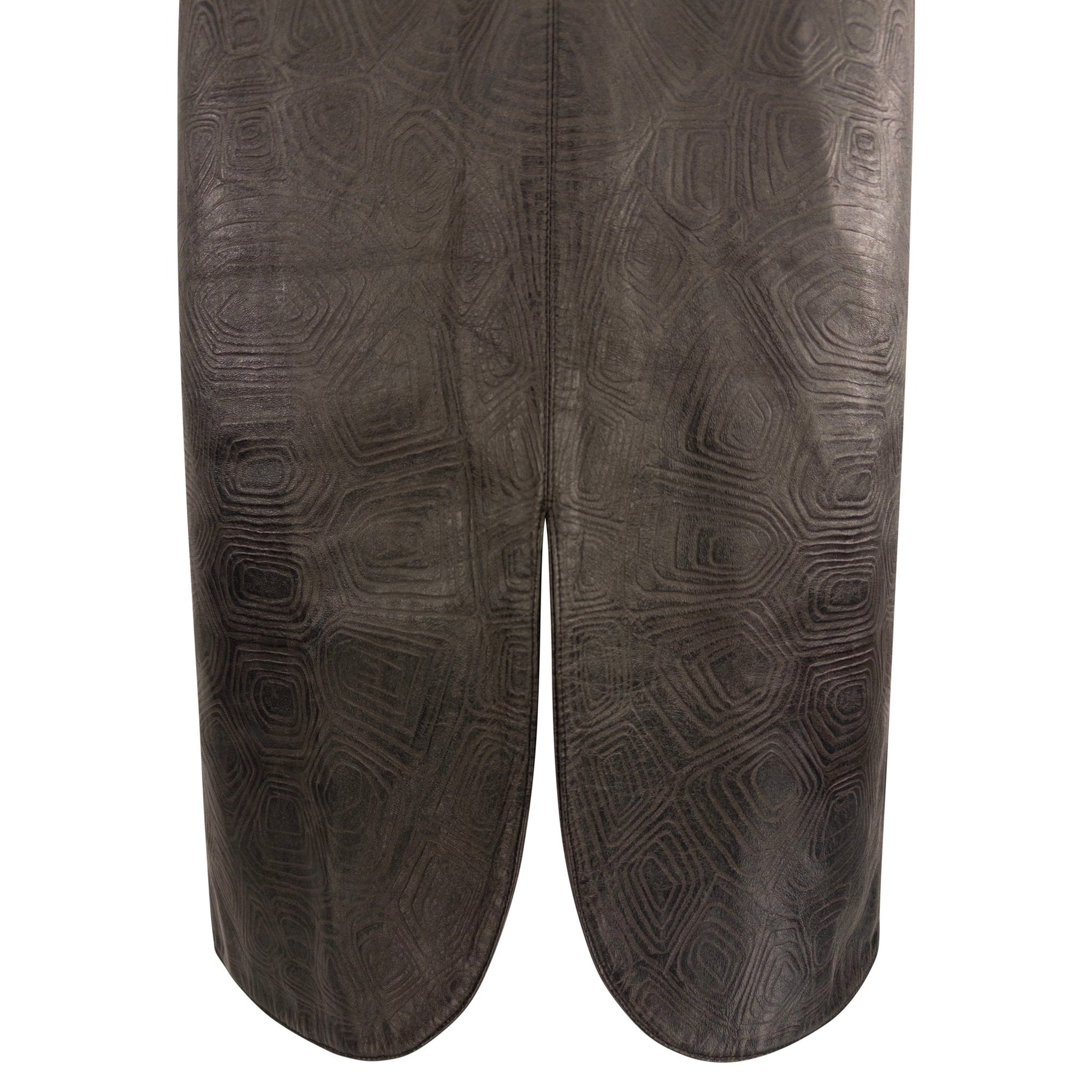 S/S 2001 Thierry Mugler Runway Brown Textured Leather Sleeveless Dress - RealList