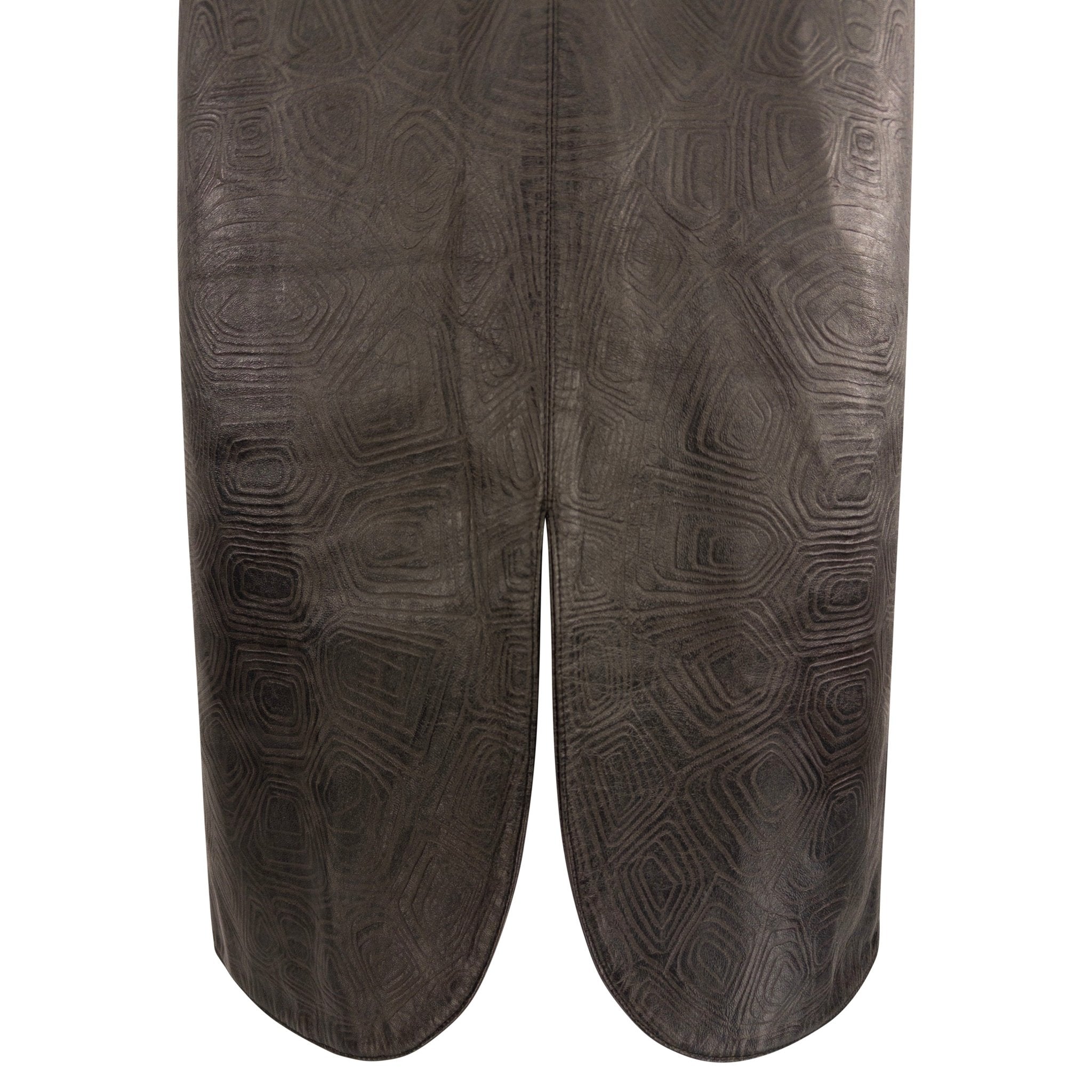 S/S 2001 Thierry Mugler Runway Brown Textured Leather Sleeveless Dress - RealList