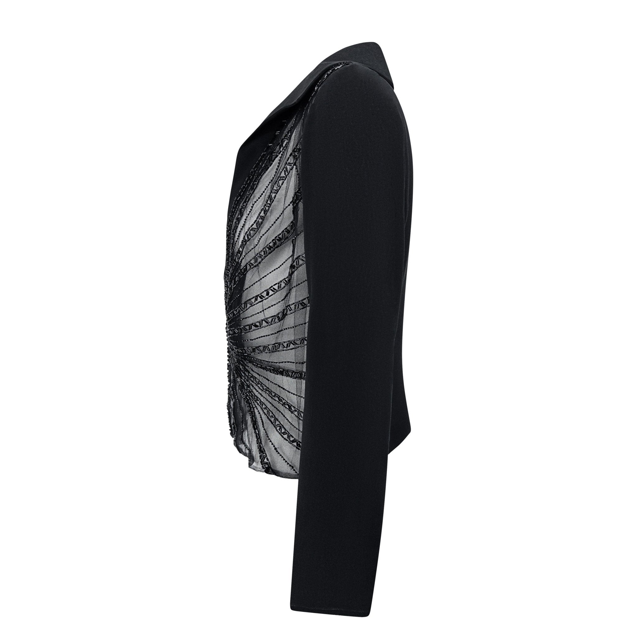 S/S 2001 Valentino Garavani Sheer Beaded Collared Blouse - RealList