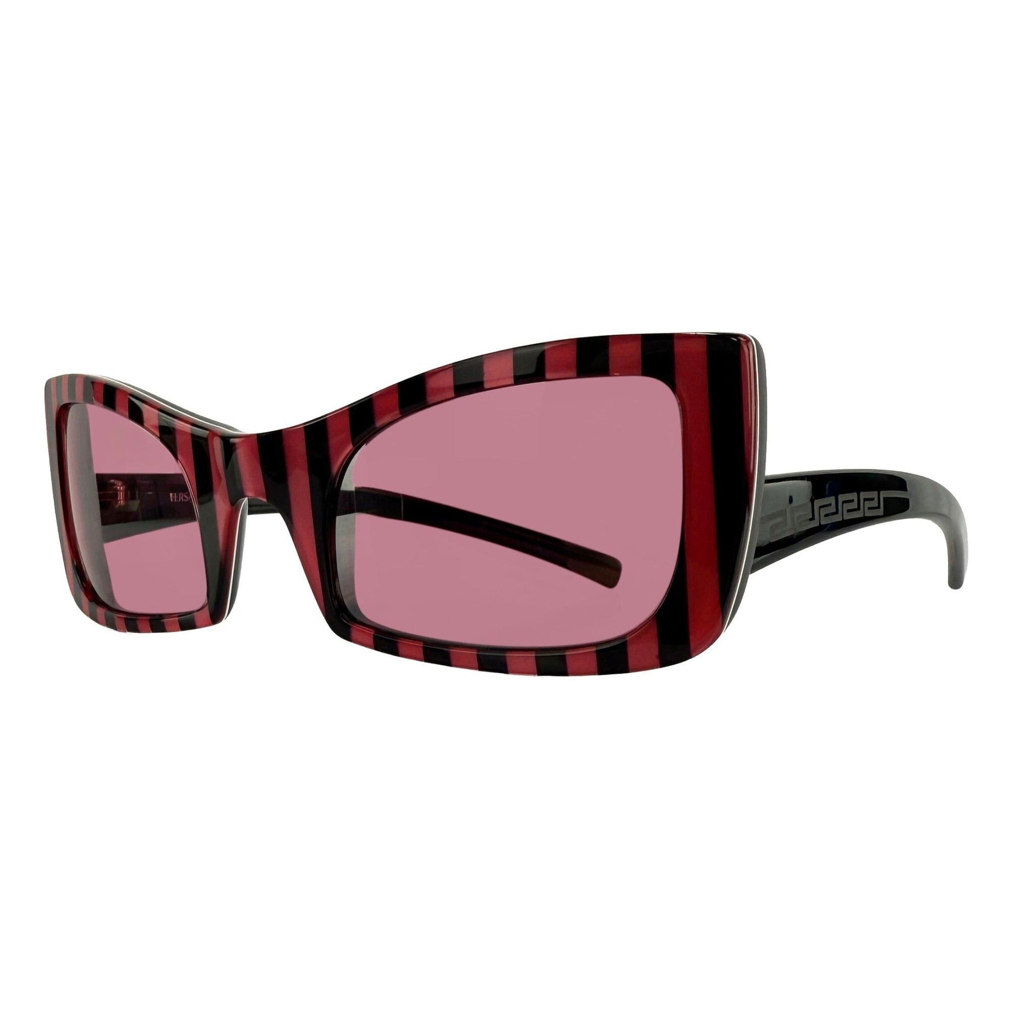 S/S 2001 Versace by Donatella Couture Runway Pink Stripe Sunglasses - RealList