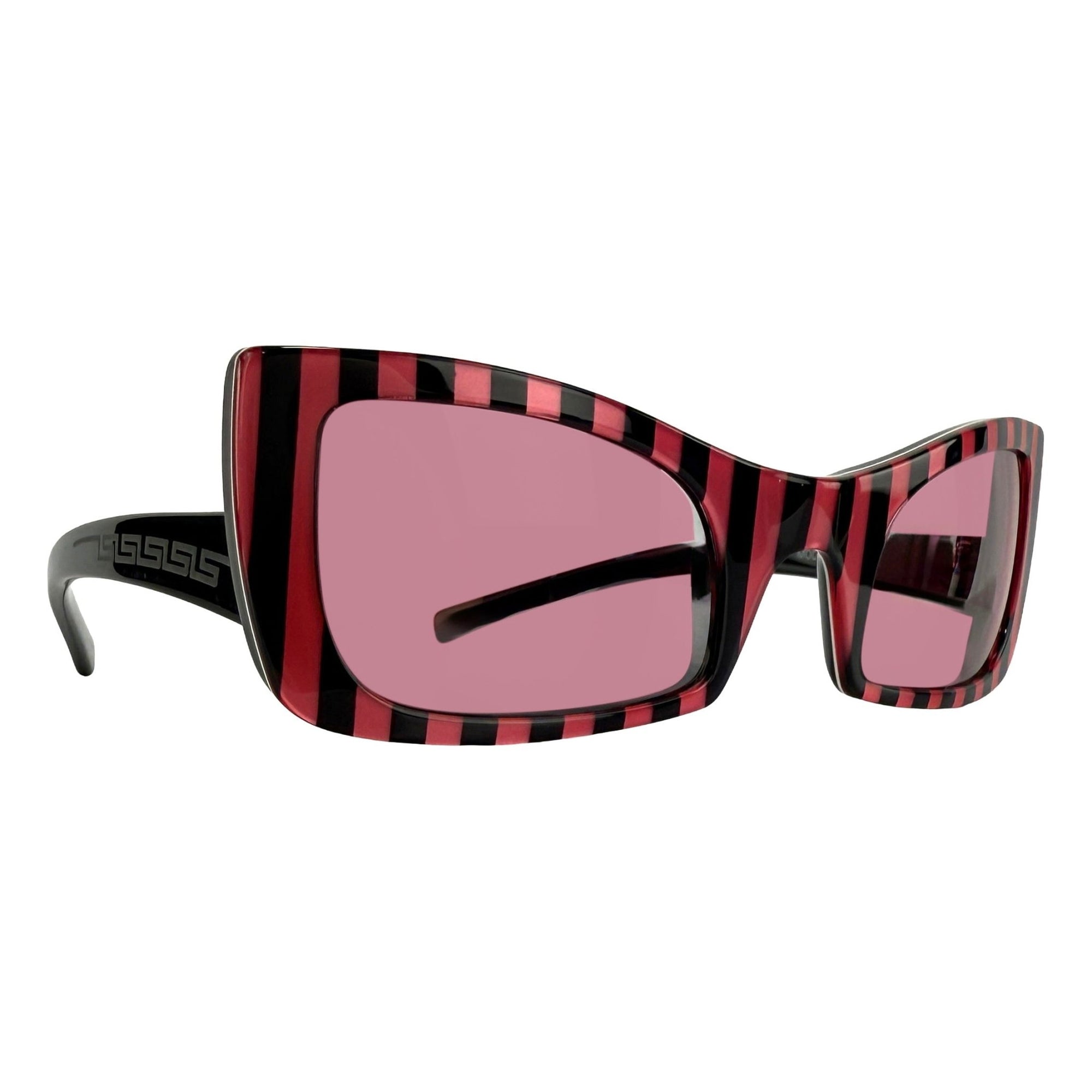 S/S 2001 Versace by Donatella Couture Runway Pink Stripe Sunglasses - RealList