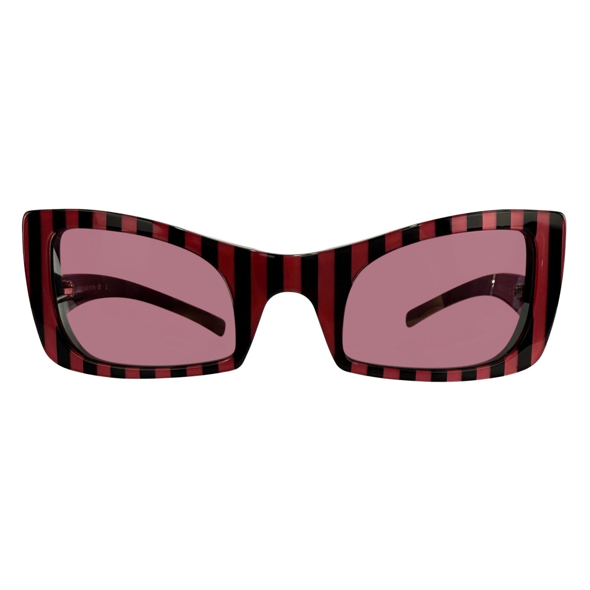 S/S 2001 Versace by Donatella Couture Runway Pink Stripe Sunglasses - RealList