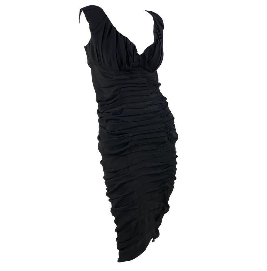 S/S 2001 Yves Saint Laurent by Tom Ford Pleated Black Silk Skirt Set - RealList