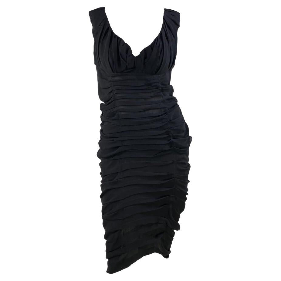 S/S 2001 Yves Saint Laurent by Tom Ford Pleated Black Silk Skirt Set - RealList