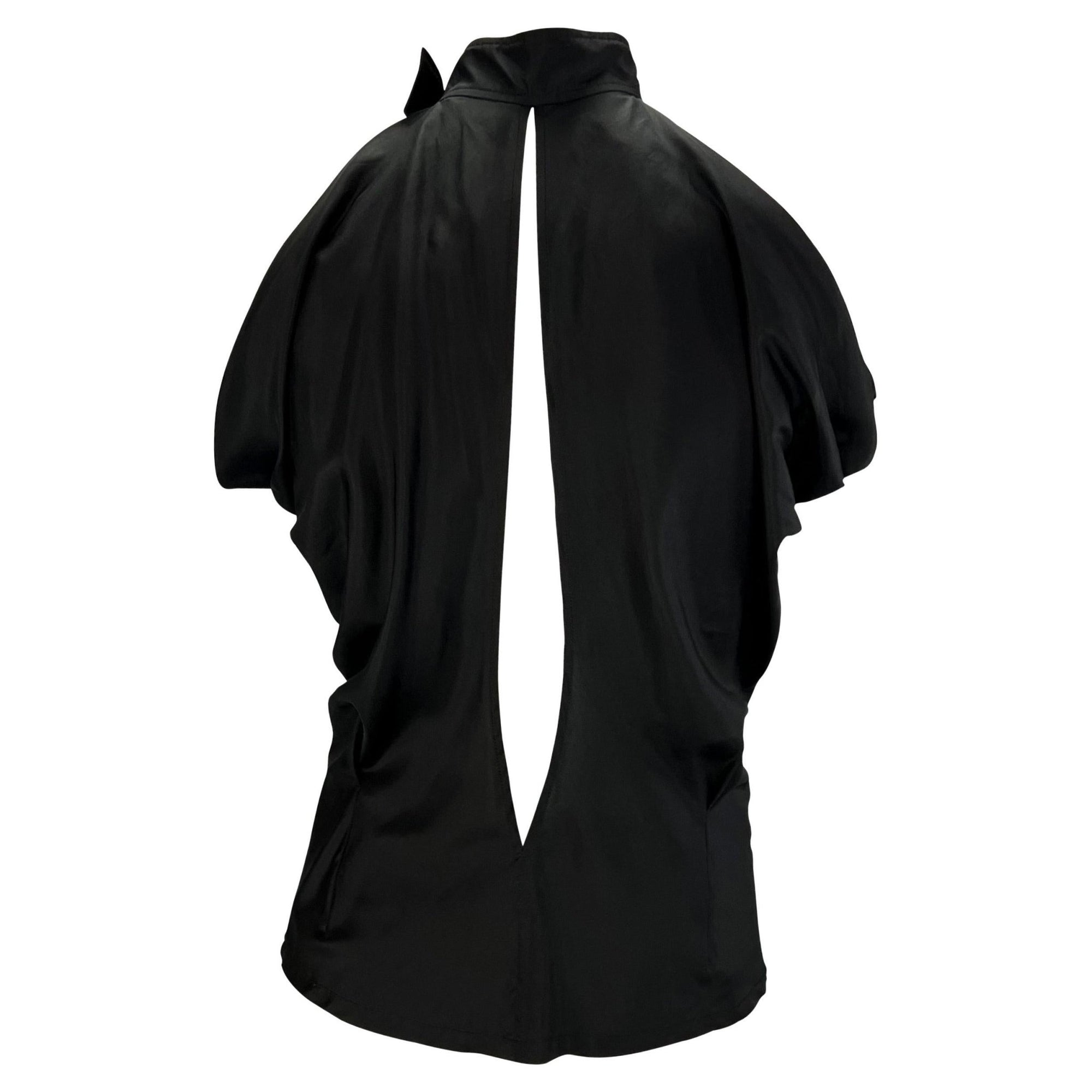 S/S 2001 Yves Saint Laurent by Tom Ford Plunge Black Silk Buckle Sleeveless Top - RealList