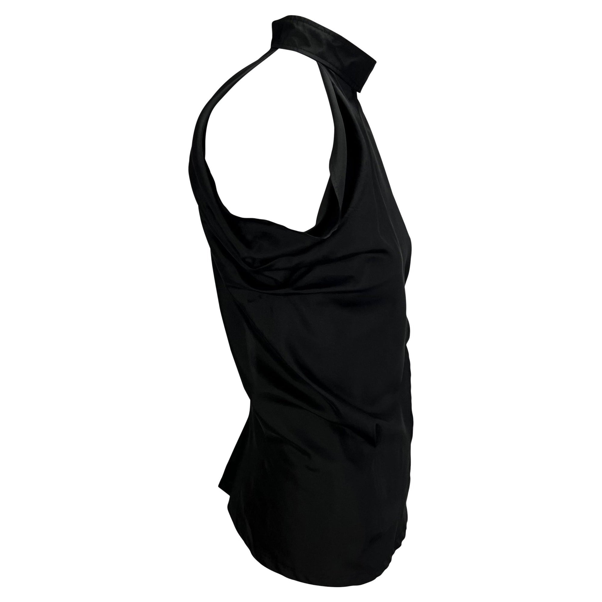 S/S 2001 Yves Saint Laurent by Tom Ford Plunge Black Silk Buckle Sleeveless Top - RealList