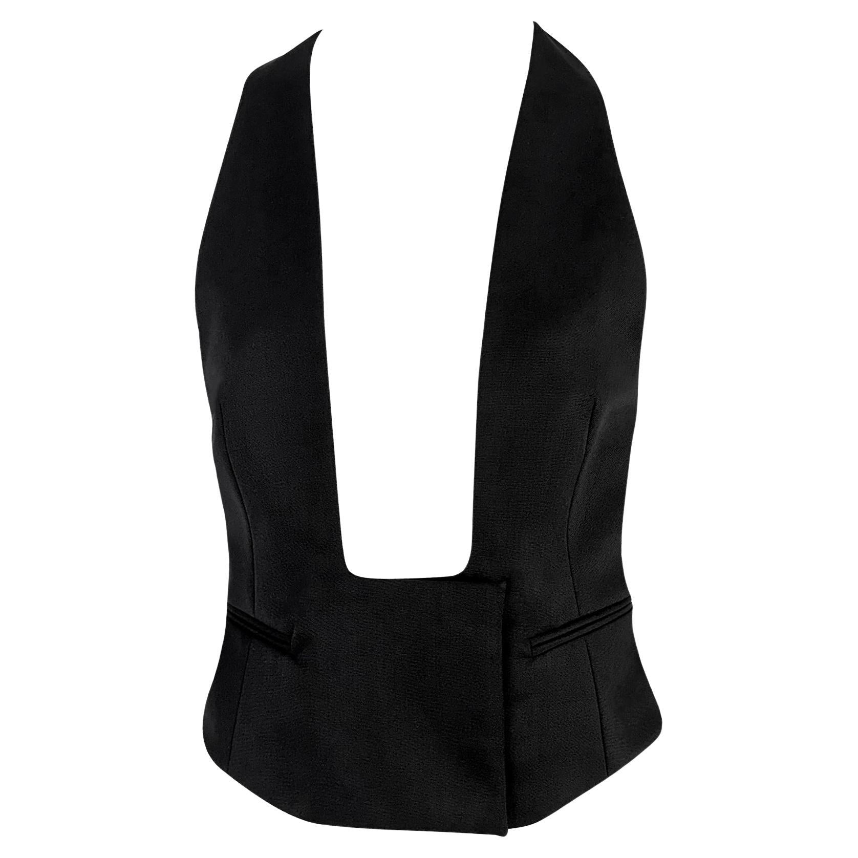S/S 2001 Yves Saint Laurent by Tom Ford Runway Debut Plunging Black Tuxedo Vest - RealList