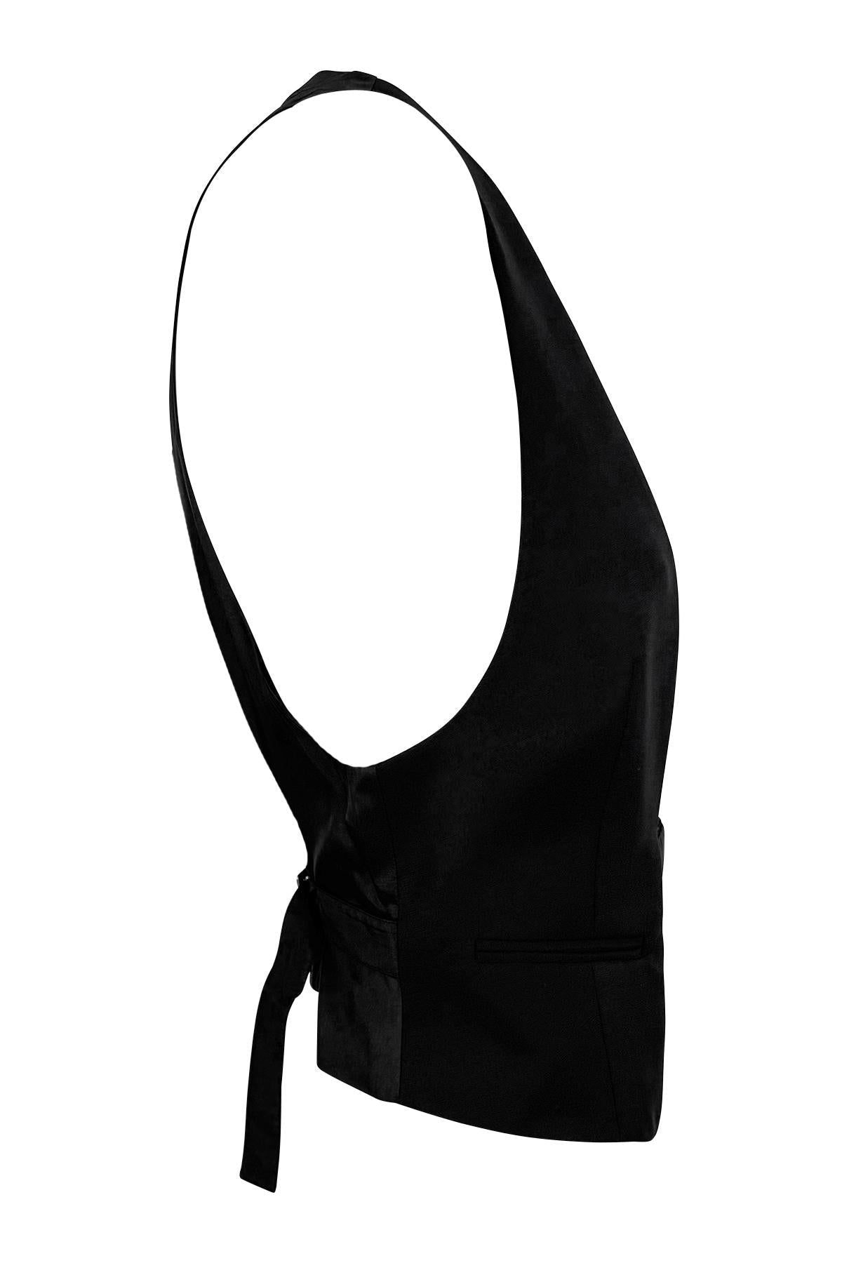 S/S 2001 Yves Saint Laurent by Tom Ford Runway Debut Plunging Black Tuxedo Vest - RealList