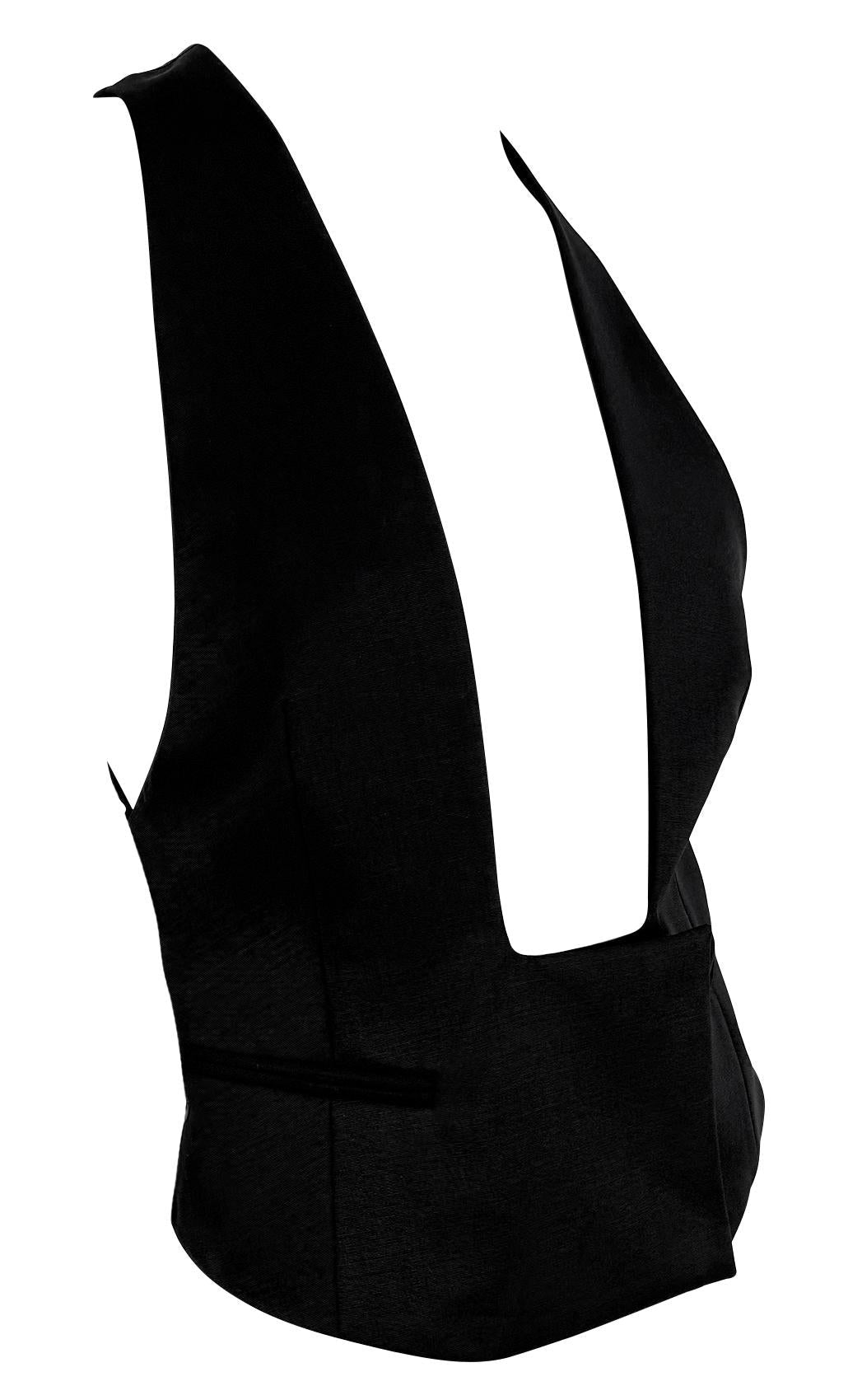 S/S 2001 Yves Saint Laurent by Tom Ford Runway Debut Plunging Black Tuxedo Vest - RealList
