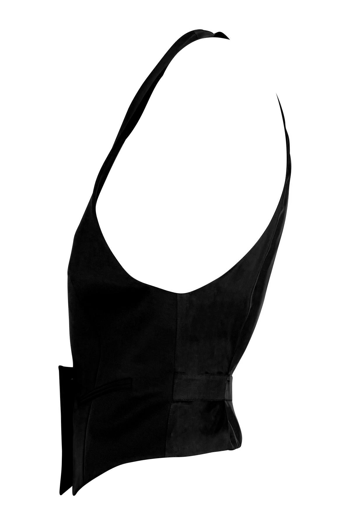 S/S 2001 Yves Saint Laurent by Tom Ford Runway Debut Plunging Black Tuxedo Vest - RealList