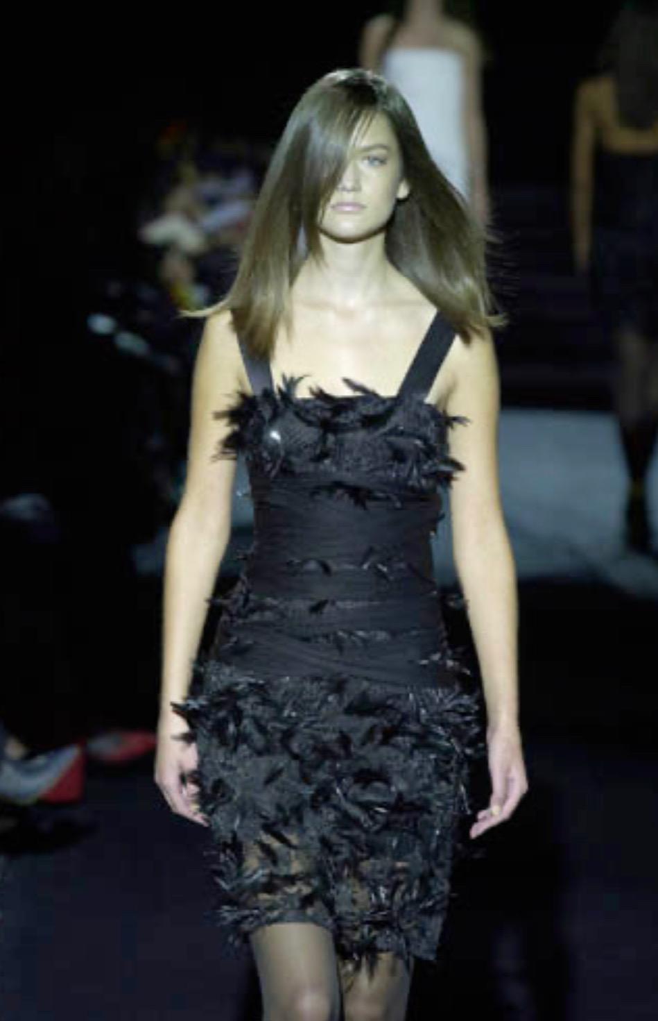 S/S 2001 Yves Saint Laurent by Tom Ford Runway Feather Beaded Ribbon Dress - RealList