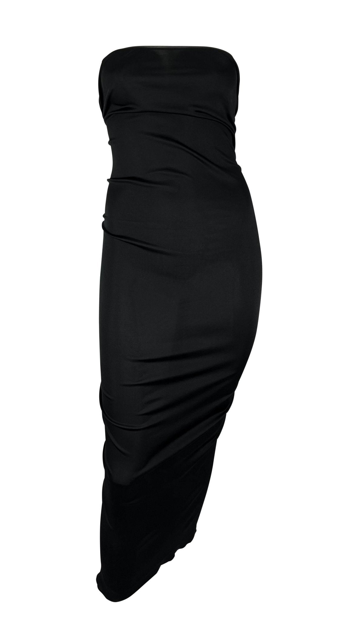 S/S 2001 Yves Saint Laurent by Tom Ford Sheer Black Gold Hook Strapless Dress - RealList