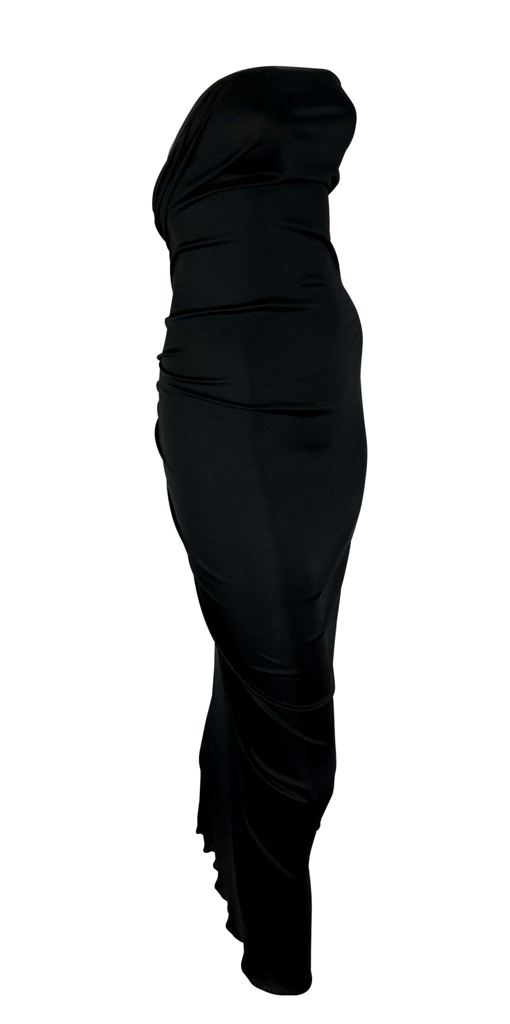 S/S 2001 Yves Saint Laurent by Tom Ford Sheer Black Gold Hook Strapless Dress - RealList